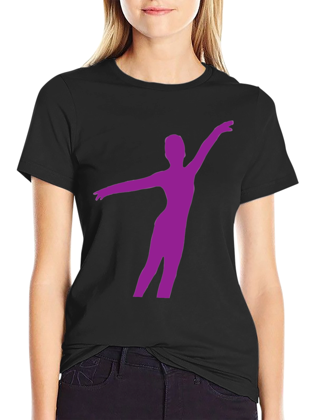 Ballerina Silhouette Tee - Black Cotton Graphic T-Shirt