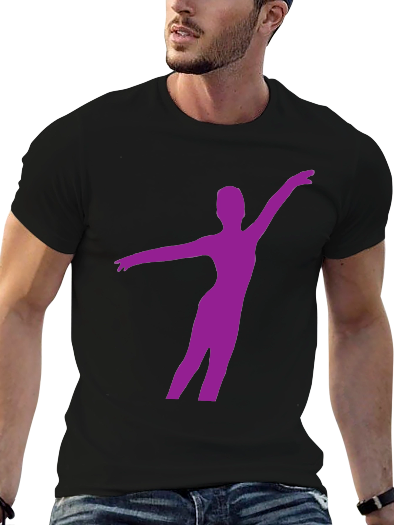 Ballerina Silhouette Tee - Black Cotton Graphic T-Shirt