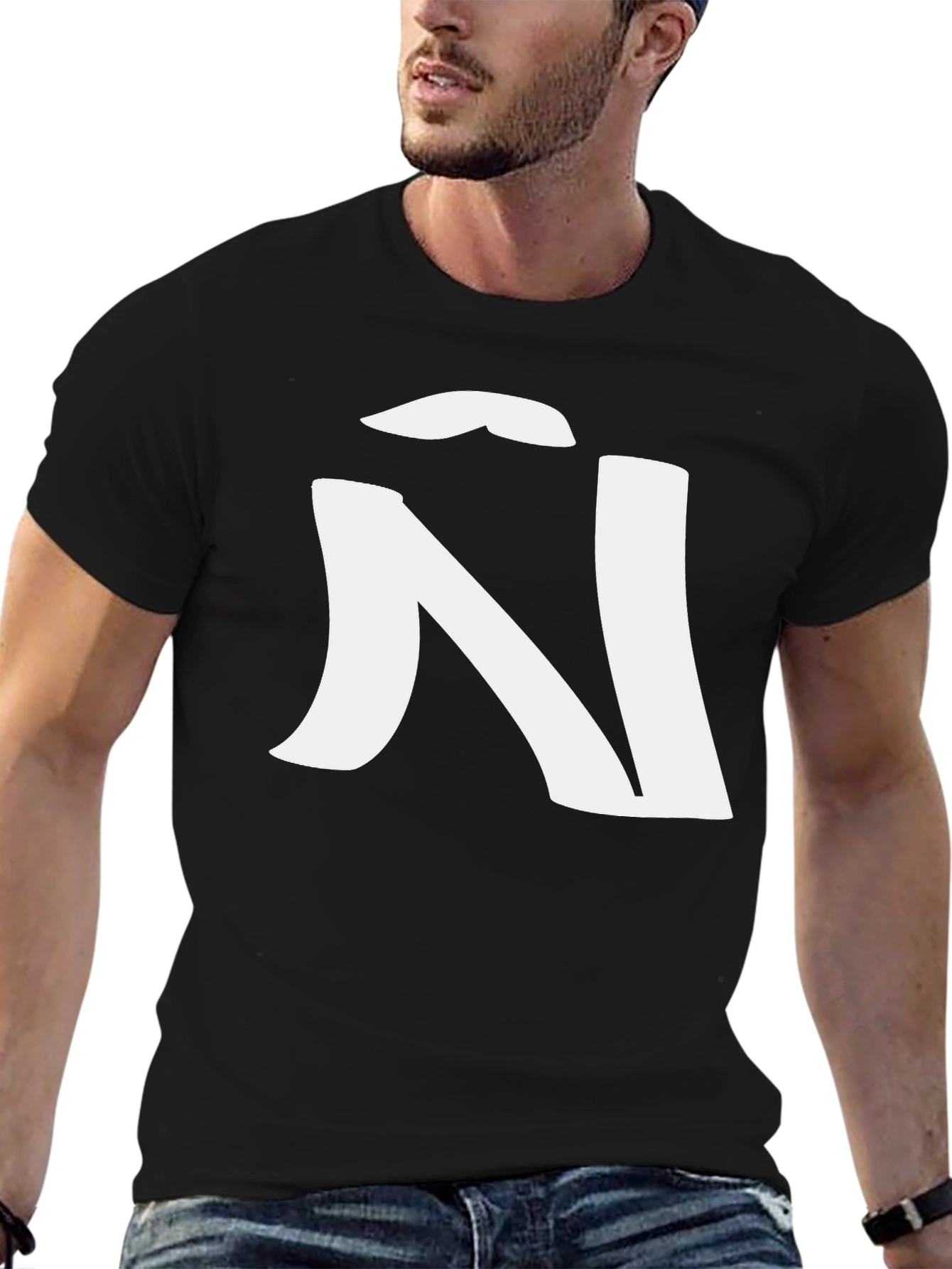 Black T-Shirt with White Ñ Design