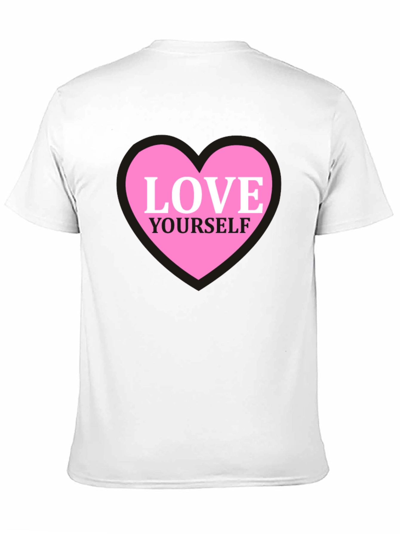Love Yourself Heart Graphic Tee - Black Cotton T-Shirt