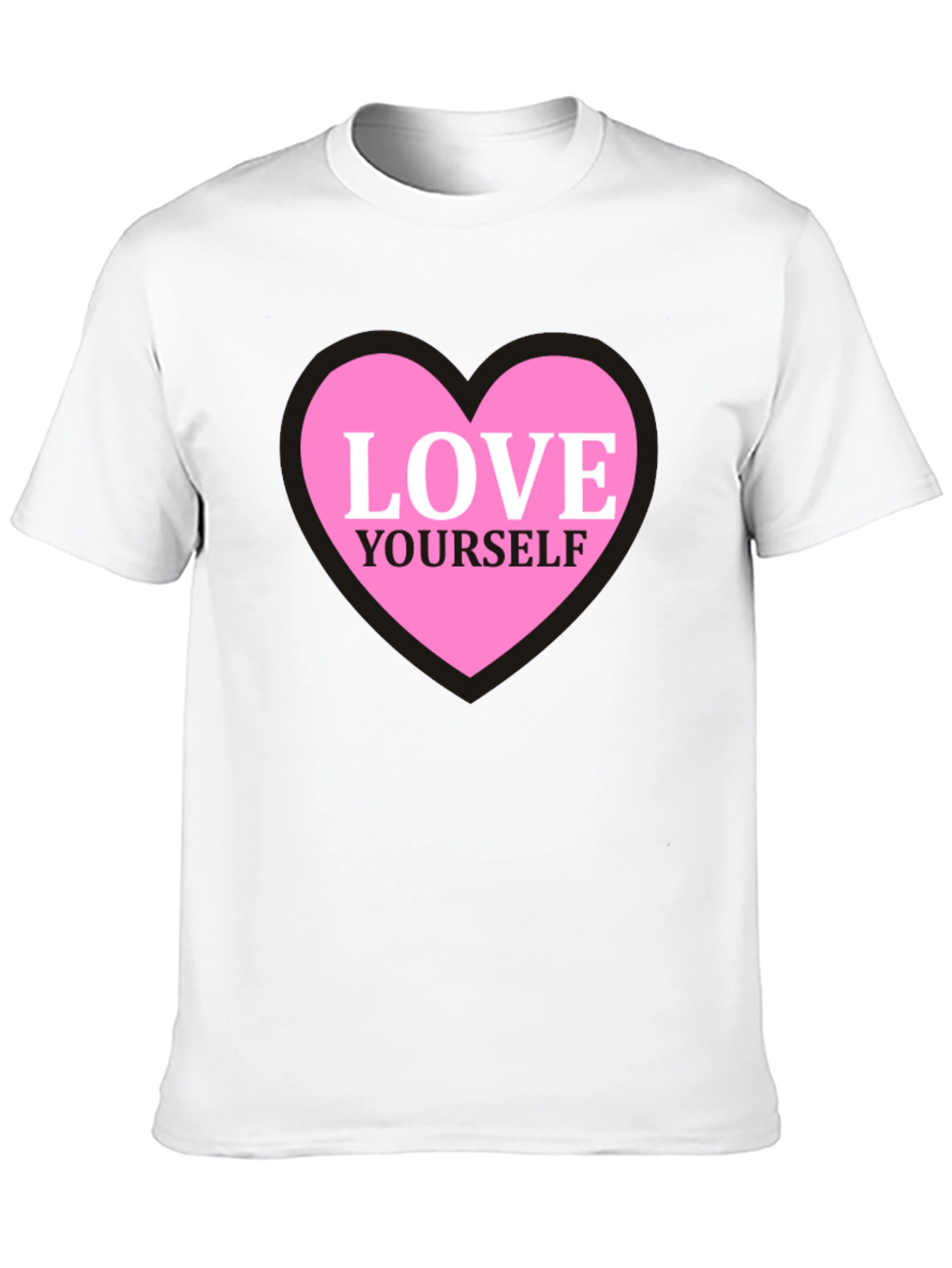 Love Yourself Heart Graphic Tee - Black Cotton T-Shirt