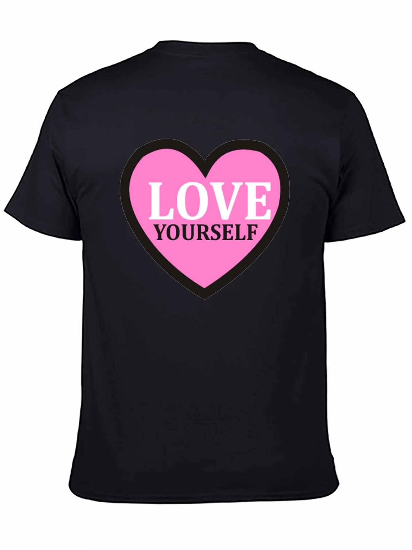 Love Yourself Heart Graphic Tee - Black Cotton T-Shirt