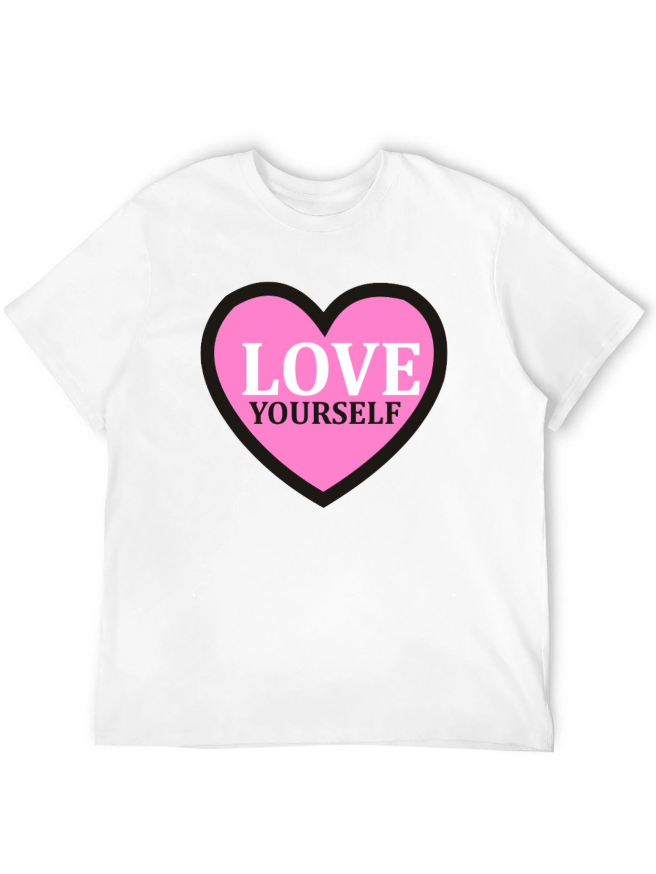 Love Yourself Heart Graphic Tee - Black Cotton T-Shirt