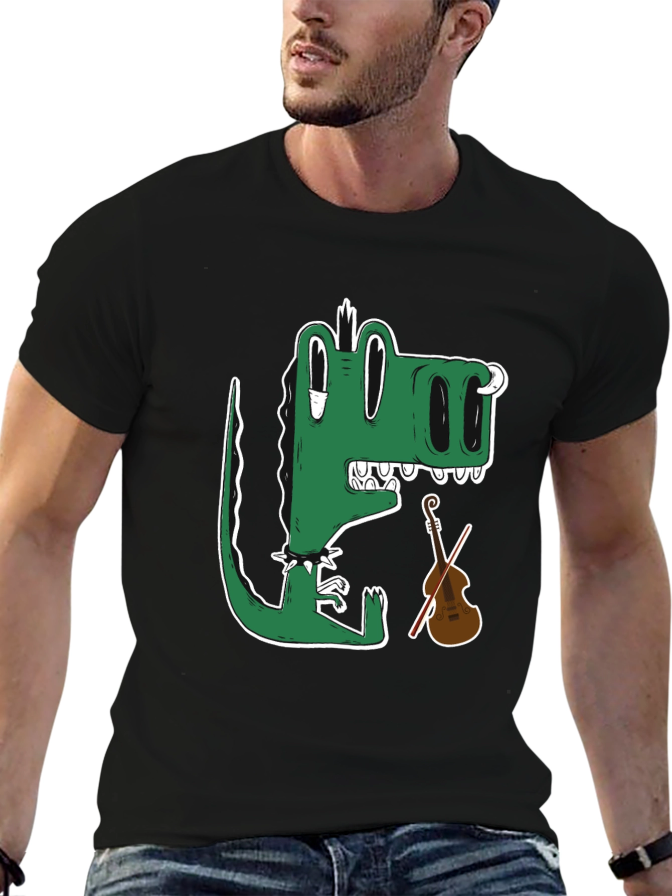 Gator Musician T-Shirt - Cartoon Crocodile Plays Violin