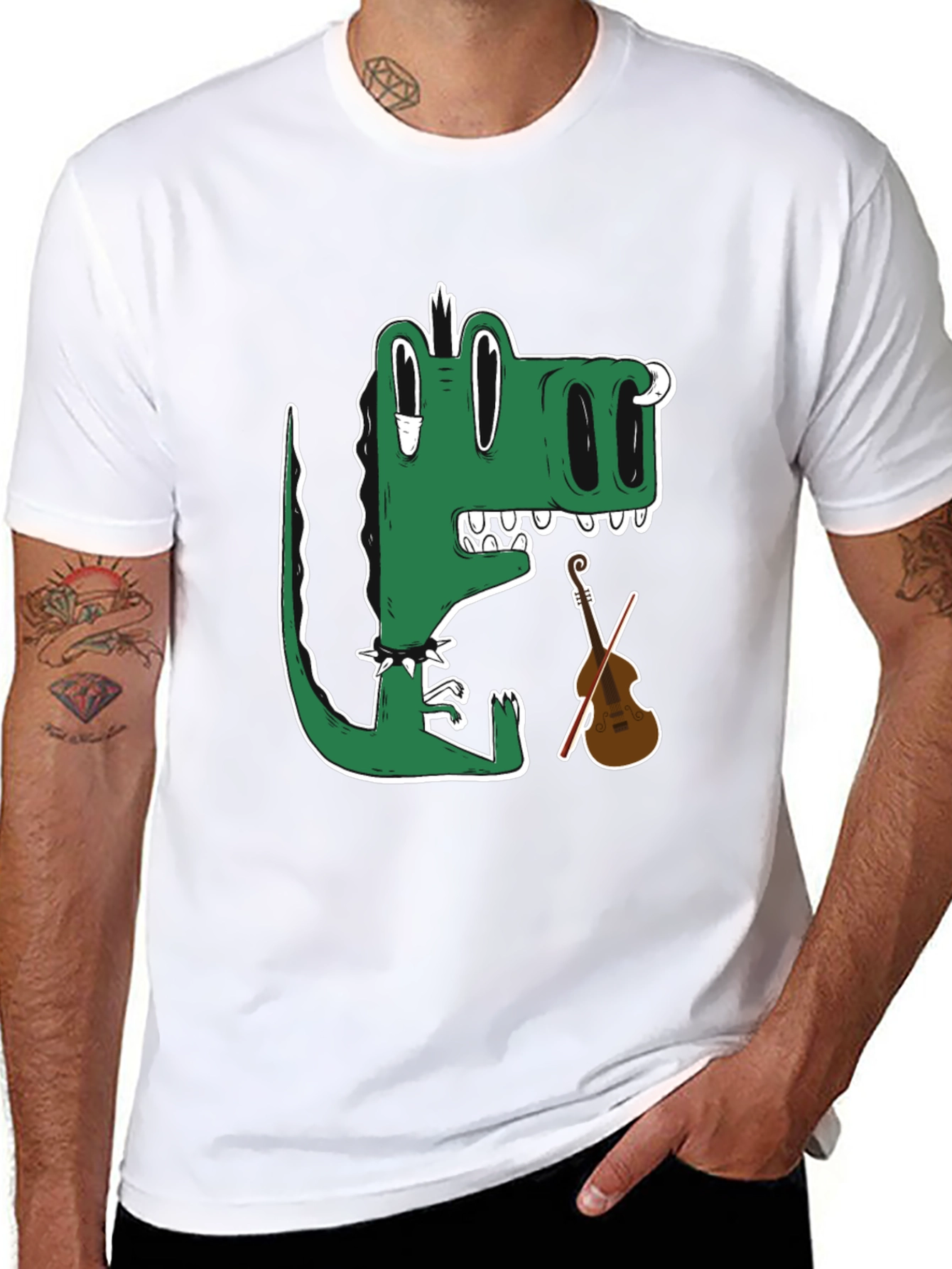 Gator Musician T-Shirt - Cartoon Crocodile Plays Violin