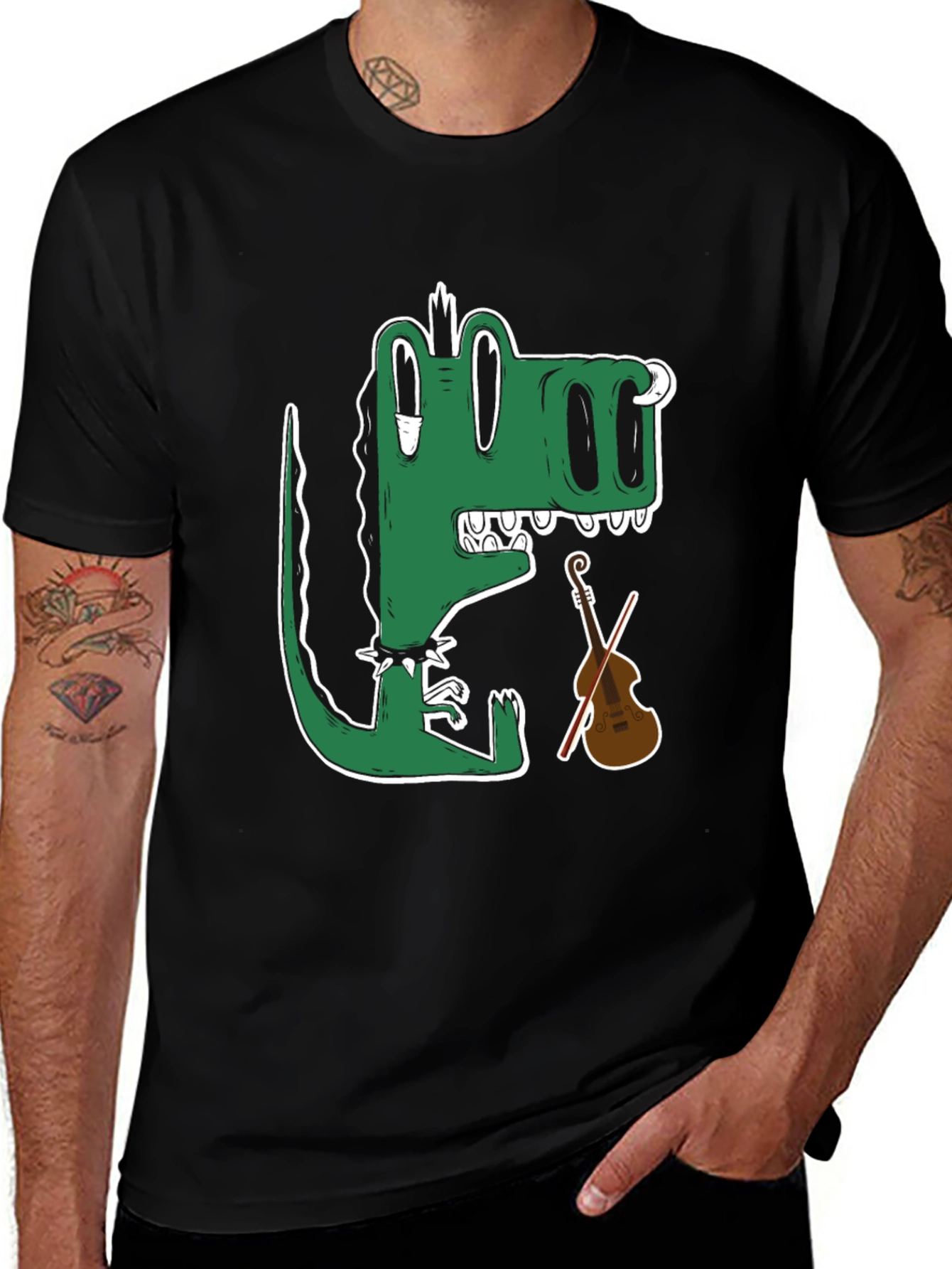 Gator Musician T-Shirt - Cartoon Crocodile Plays Violin
