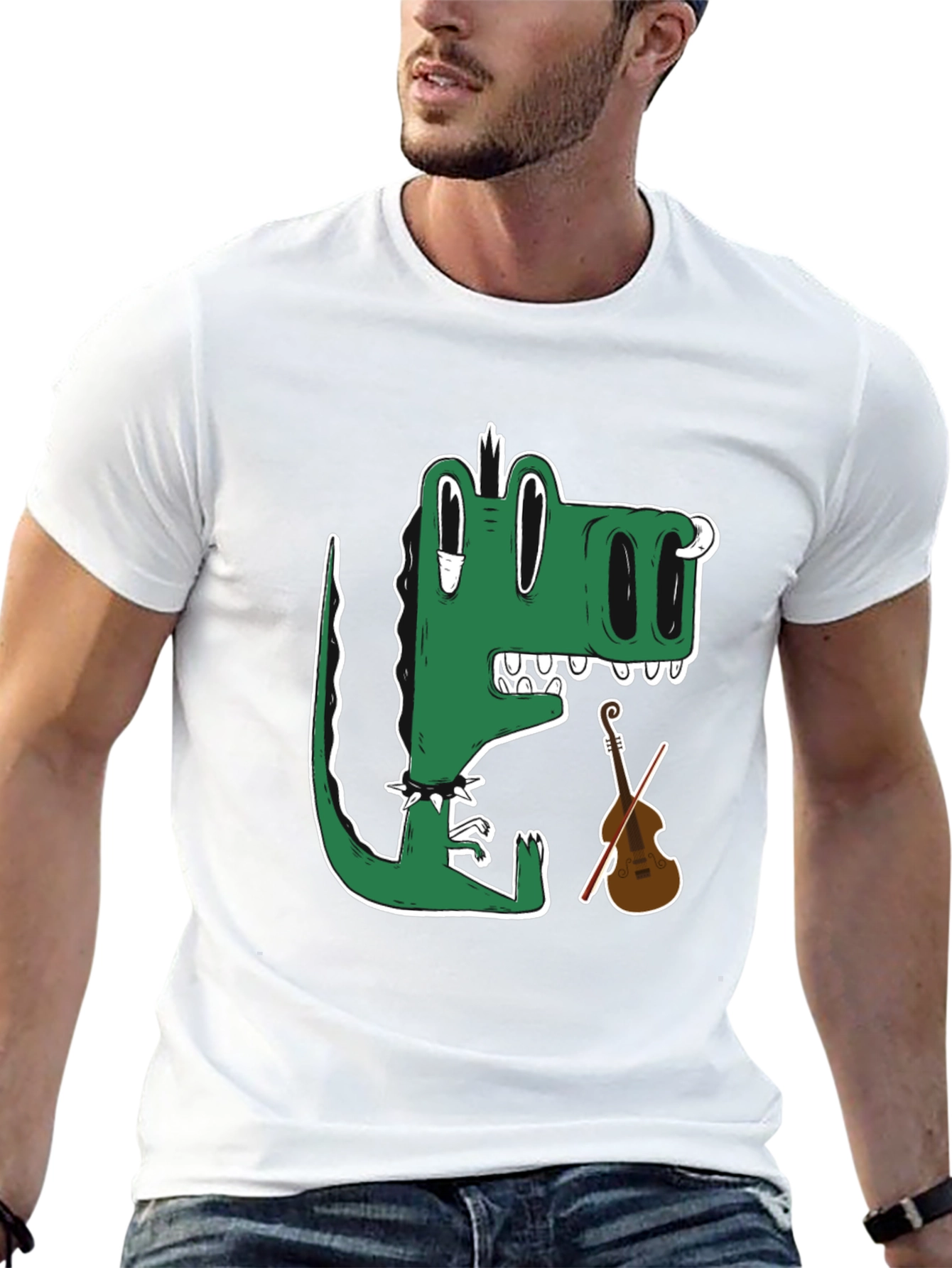 Gator Musician T-Shirt - Cartoon Crocodile Plays Violin
