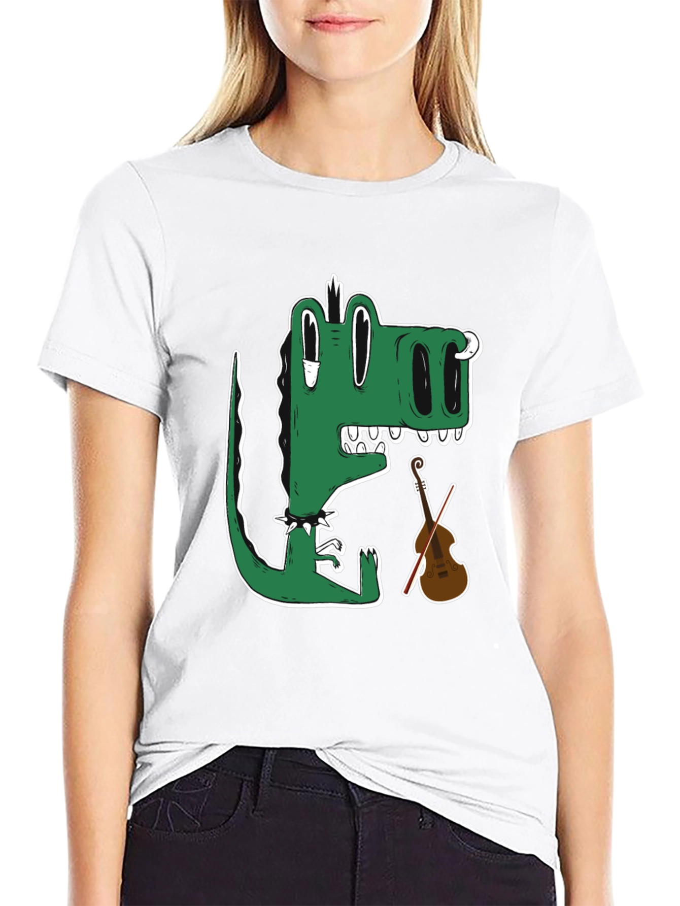 Gator Musician T-Shirt - Cartoon Crocodile Plays Violin