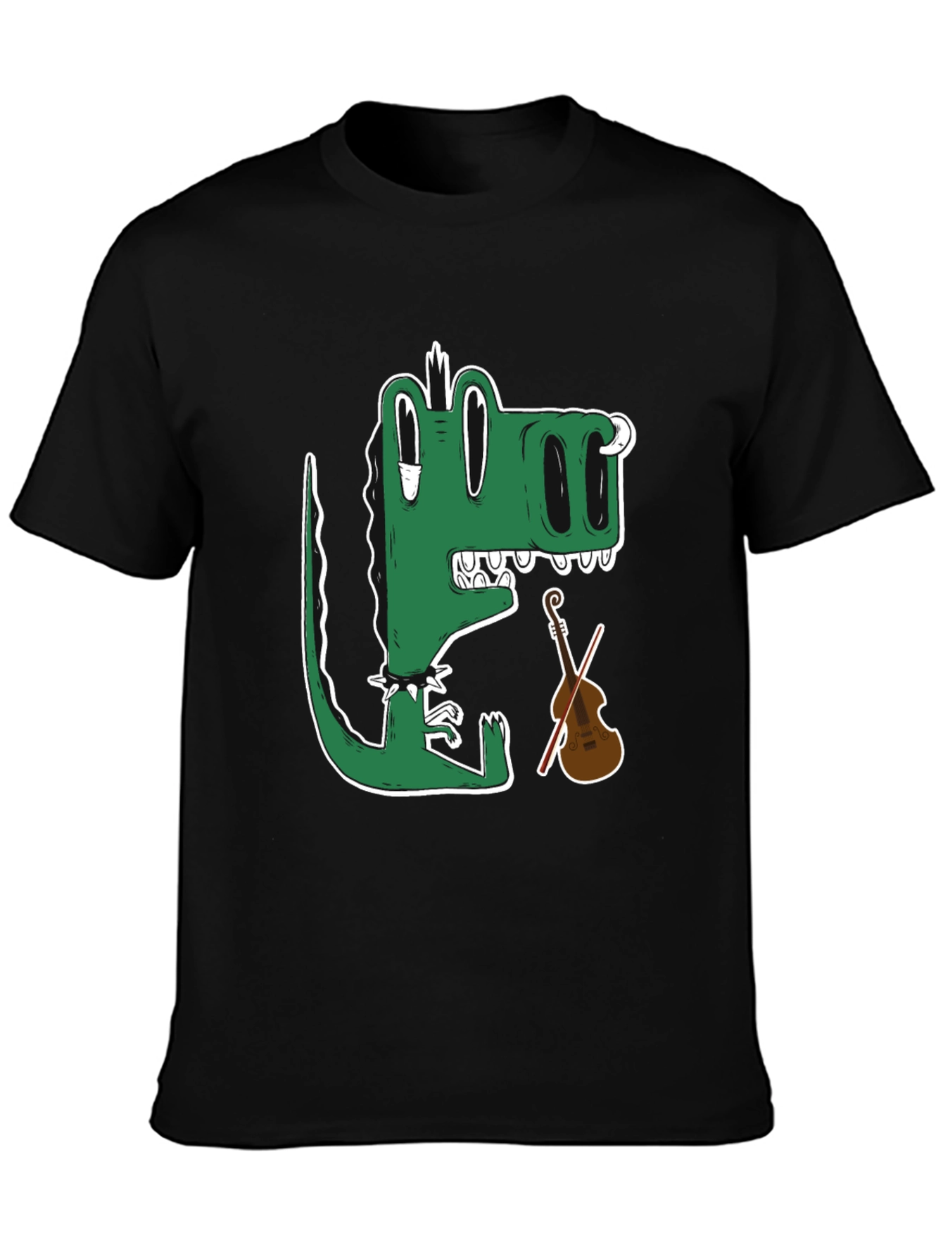 Gator Musician T-Shirt - Cartoon Crocodile Plays Violin