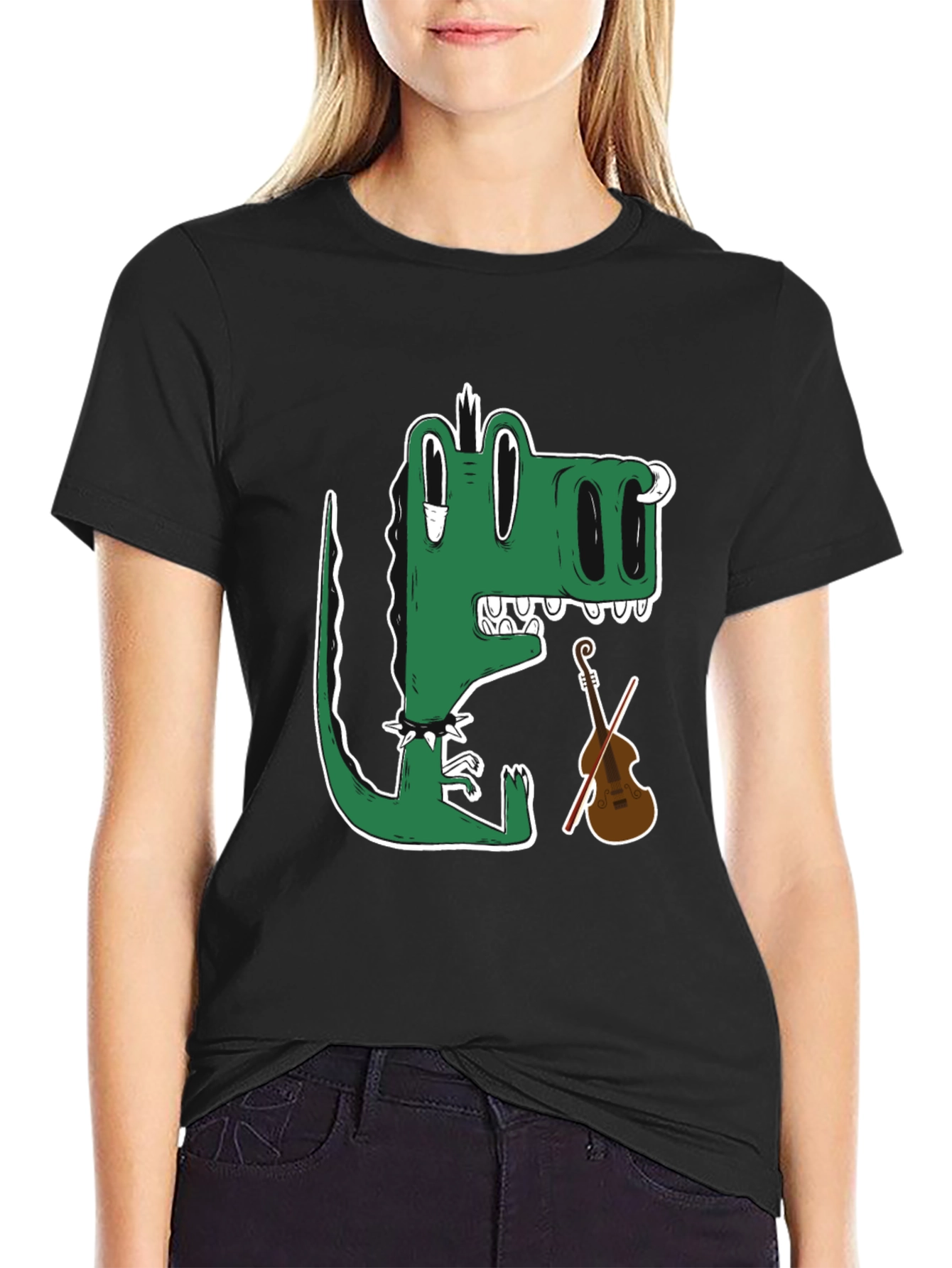 Gator Musician T-Shirt - Cartoon Crocodile Plays Violin