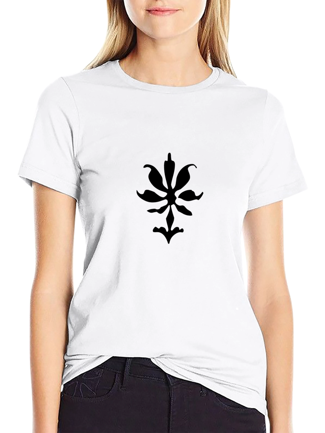Mens Black Graphic Tee - Abstract Floral Design