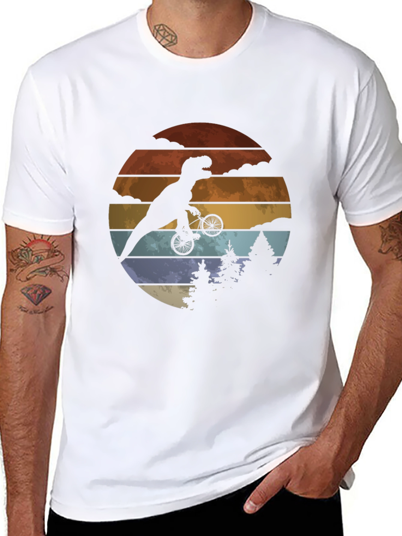 T-Rex Riding Bike Graphic Tee - Retro Style