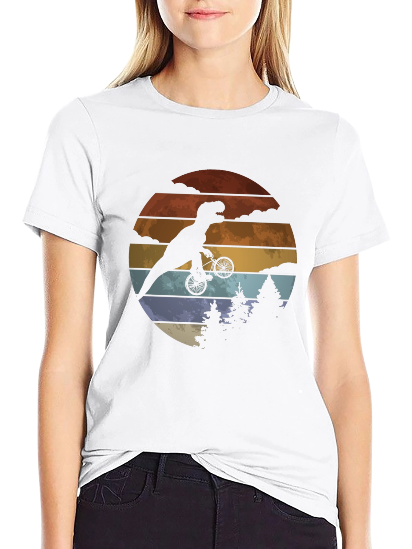 T-Rex Riding Bike Graphic Tee - Retro Style