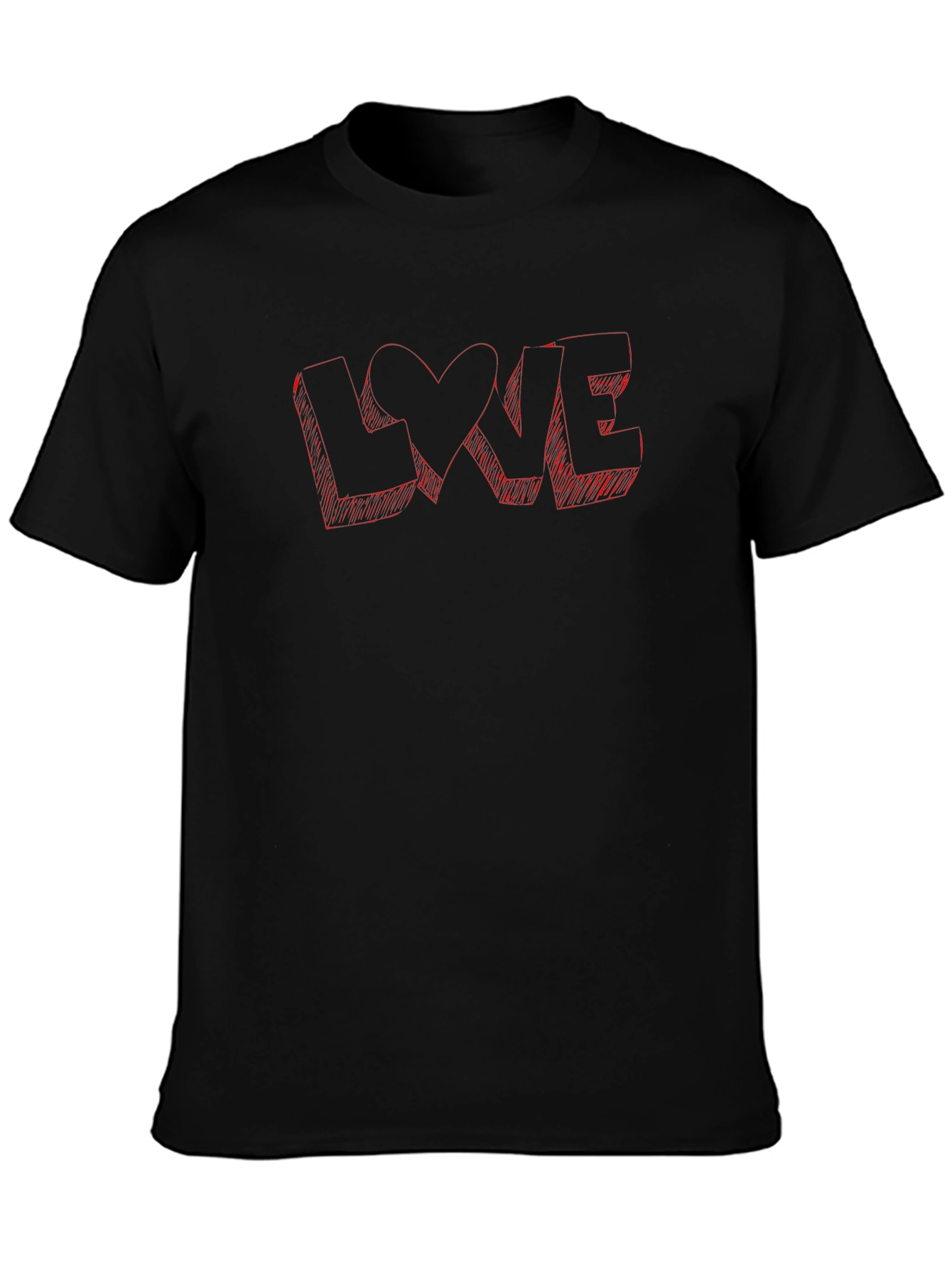 Love Sketch Graphic Black T-Shirt