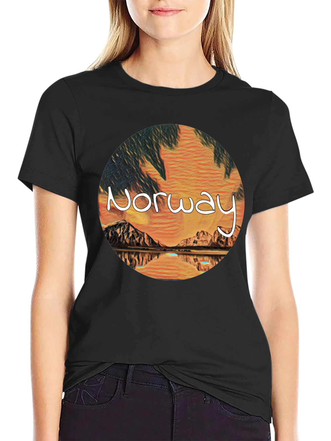 Norway Landscape Graphic Tee - Artistic Design