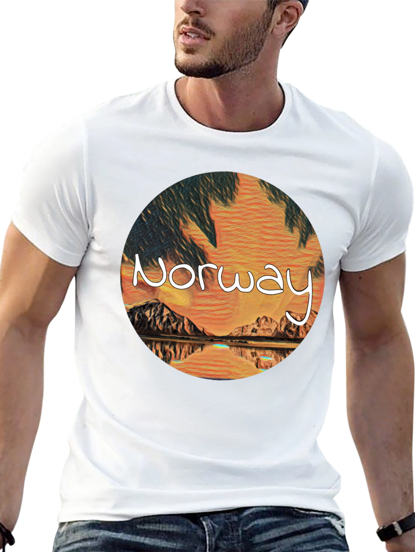 Norway Landscape Graphic Tee - Artistic Design