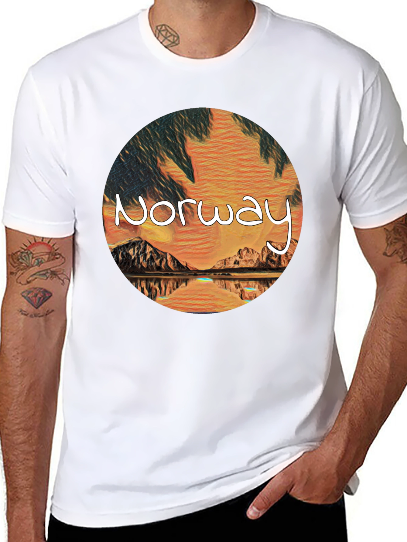 Norway Landscape Graphic Tee - Artistic Design