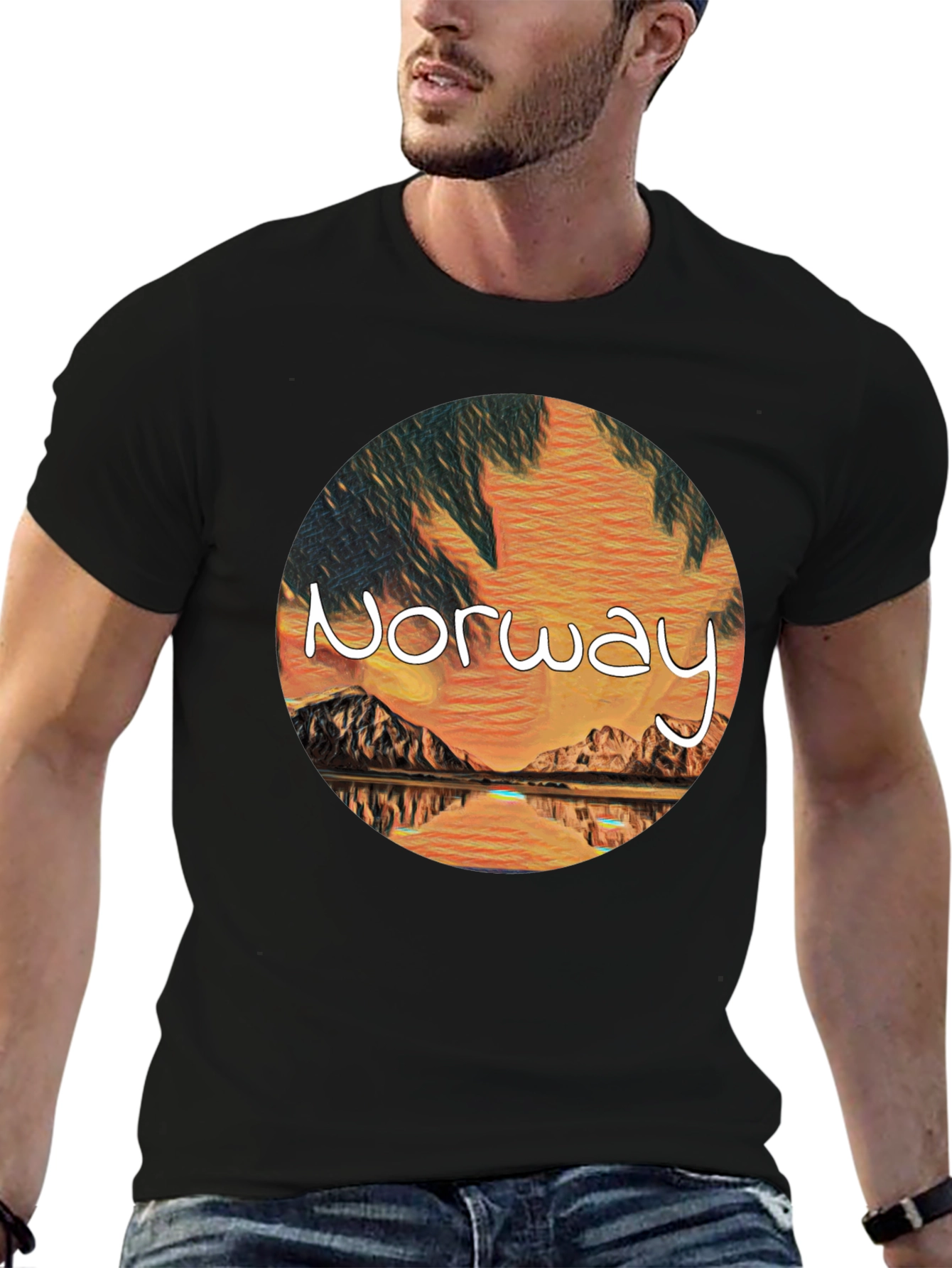 Norway Landscape Graphic Tee - Artistic Design