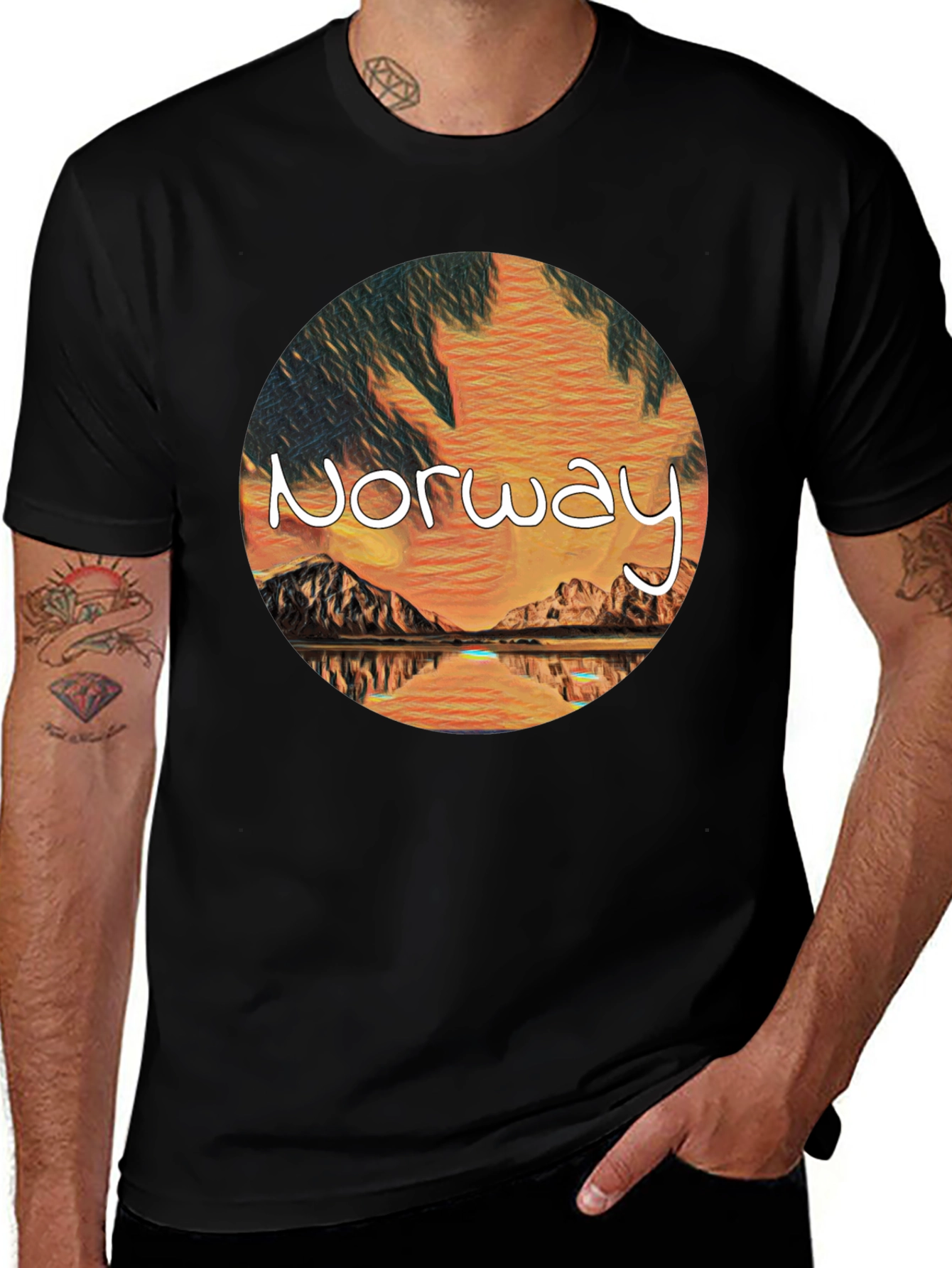 Norway Landscape Graphic Tee - Artistic Design