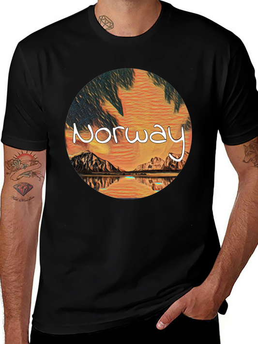 Norway Landscape Graphic Tee - Artistic Design