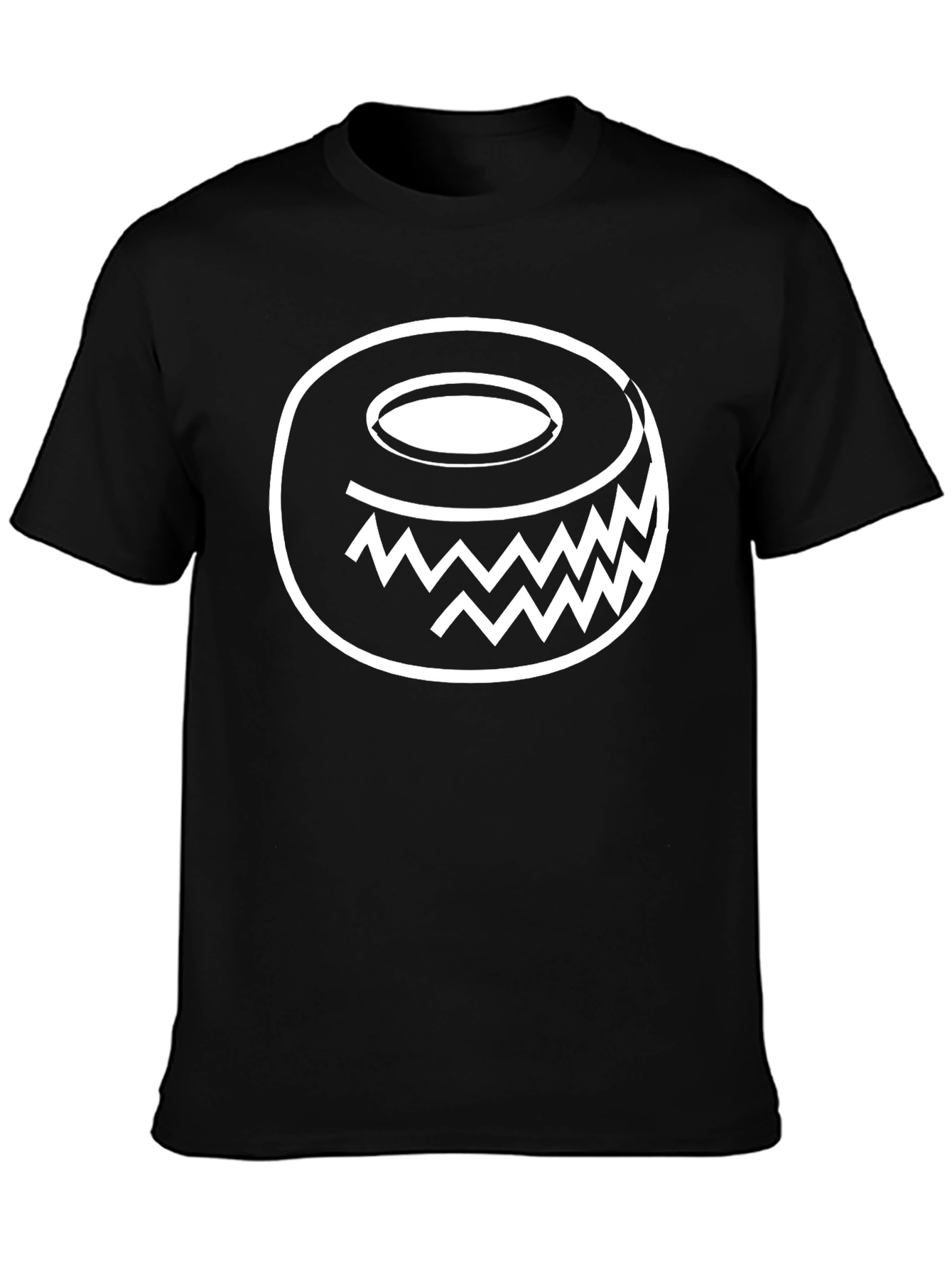 Funky Geometric Donut Graphic Tee - Black Cotton