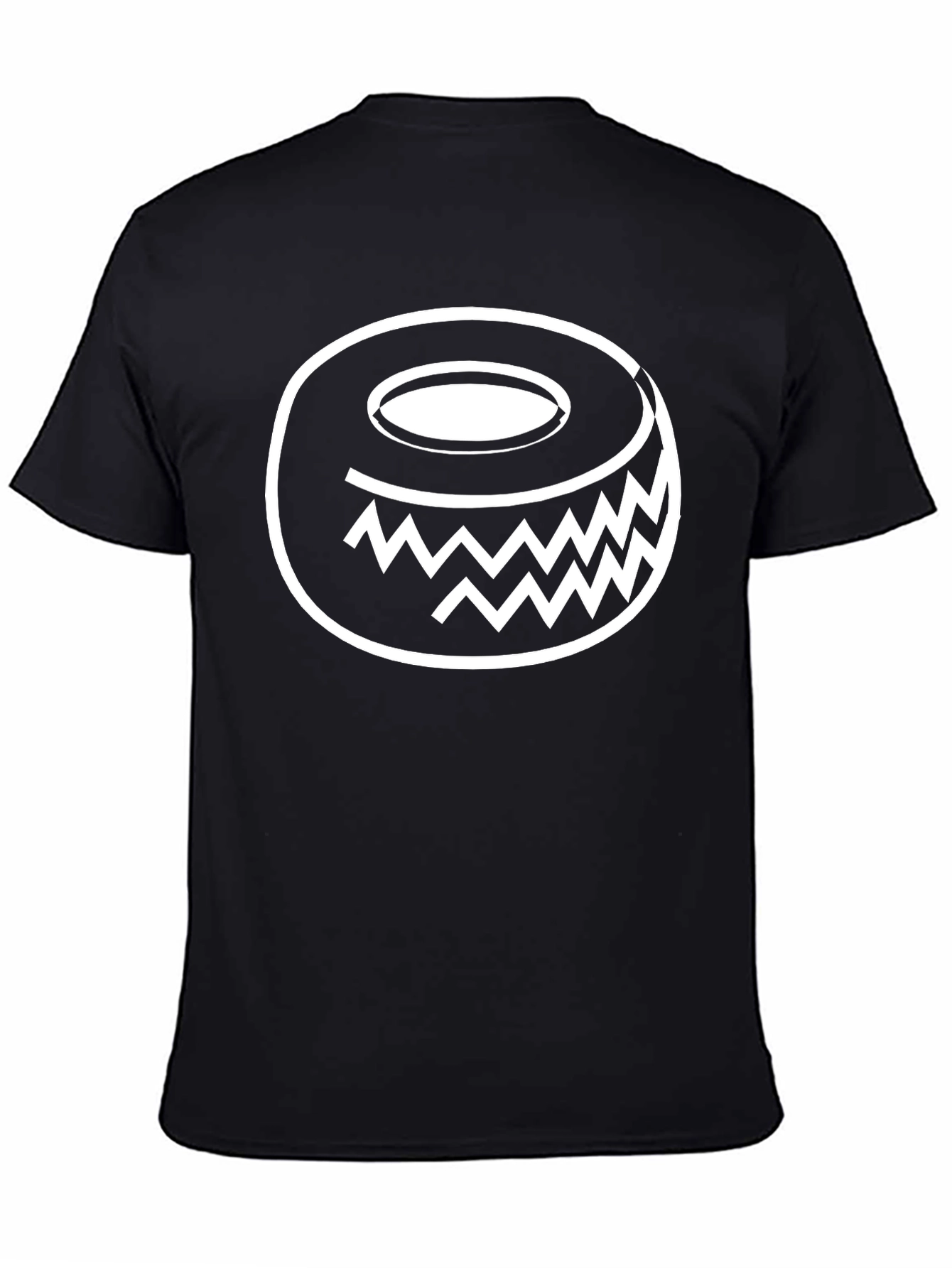 Funky Geometric Donut Graphic Tee - Black Cotton