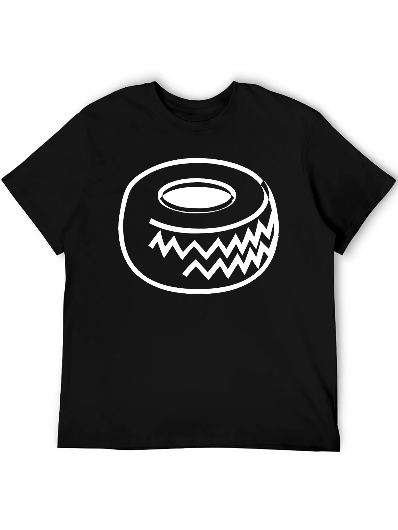 Funky Geometric Donut Graphic Tee - Black Cotton