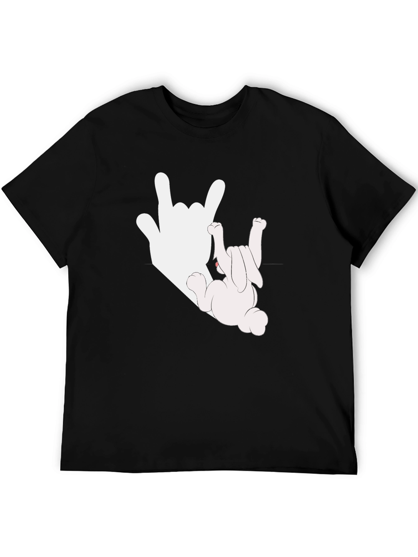 Rock On Bunny Graphic Tee - Black Cotton T-Shirt