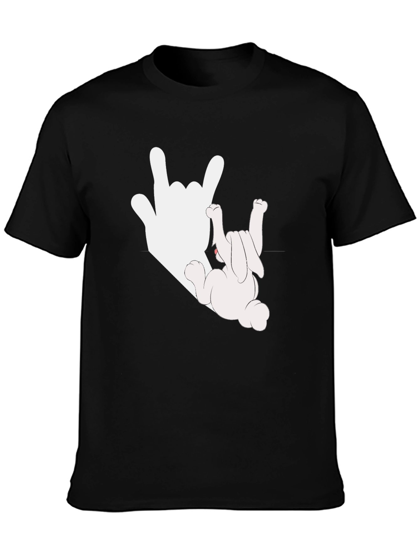 Rock On Bunny Graphic Tee - Black Cotton T-Shirt