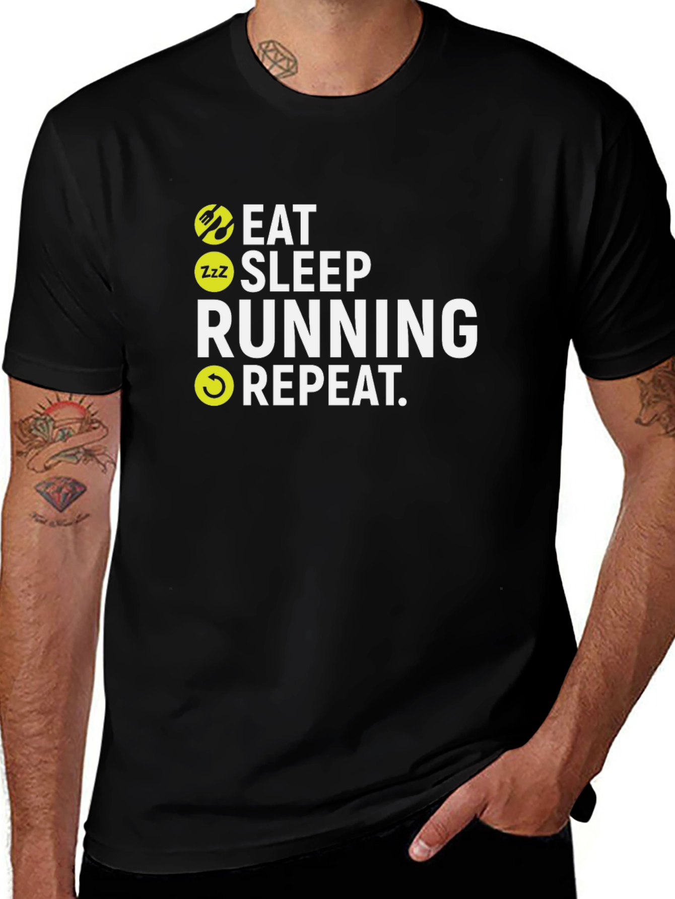 Eat Sleep Running Repeat Black T-Shirt