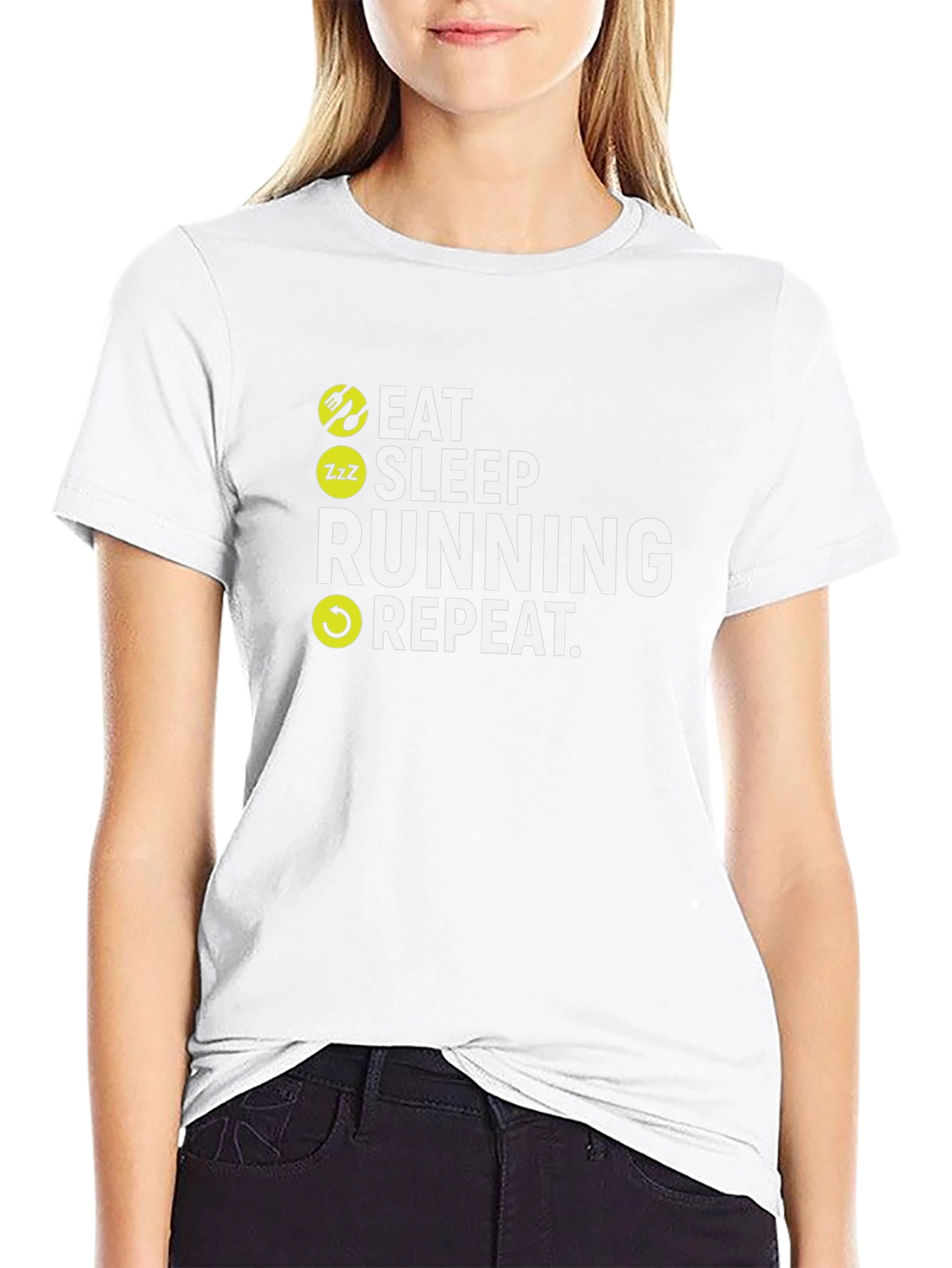Eat Sleep Running Repeat Black T-Shirt