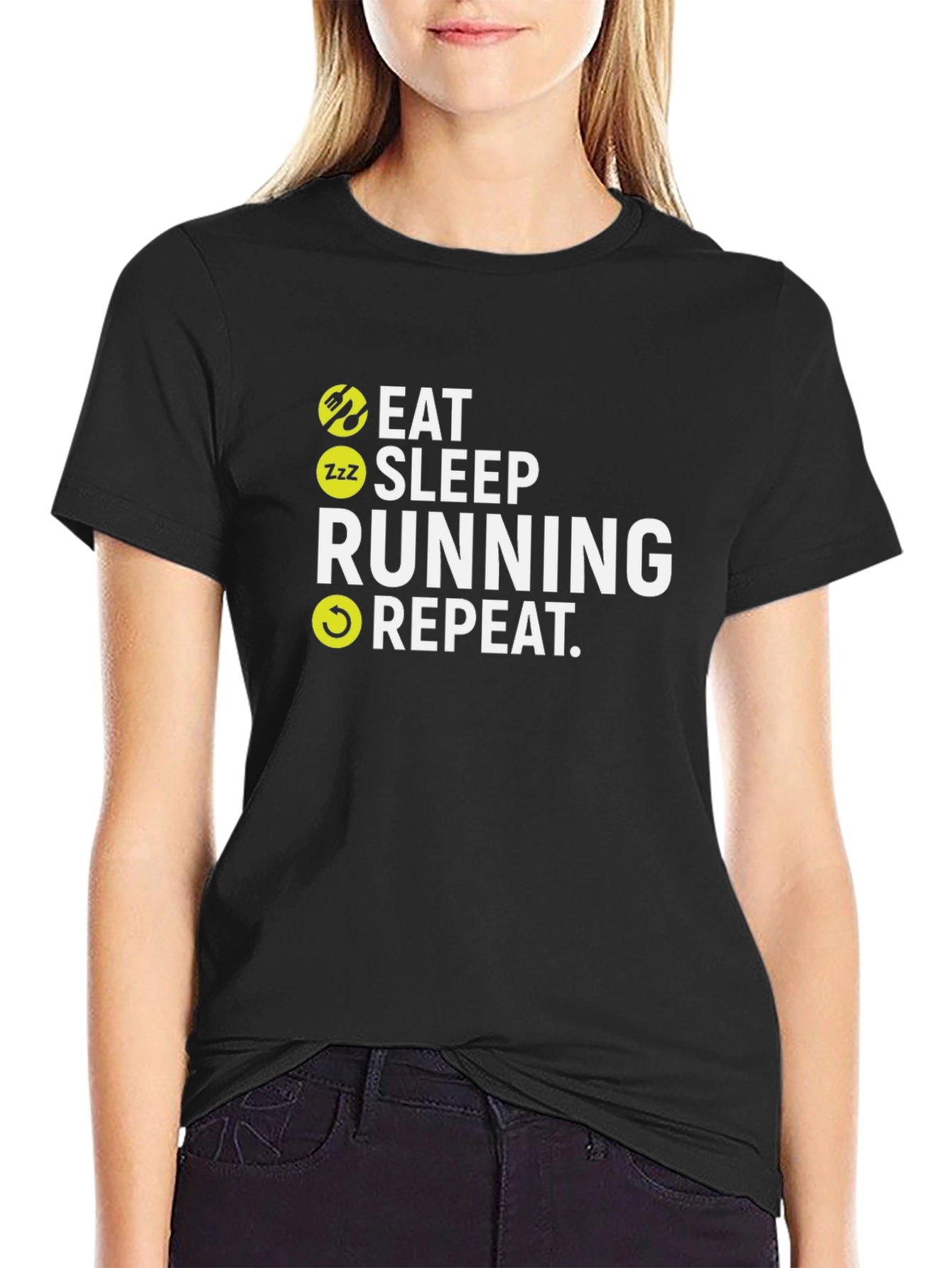 Eat Sleep Running Repeat Black T-Shirt