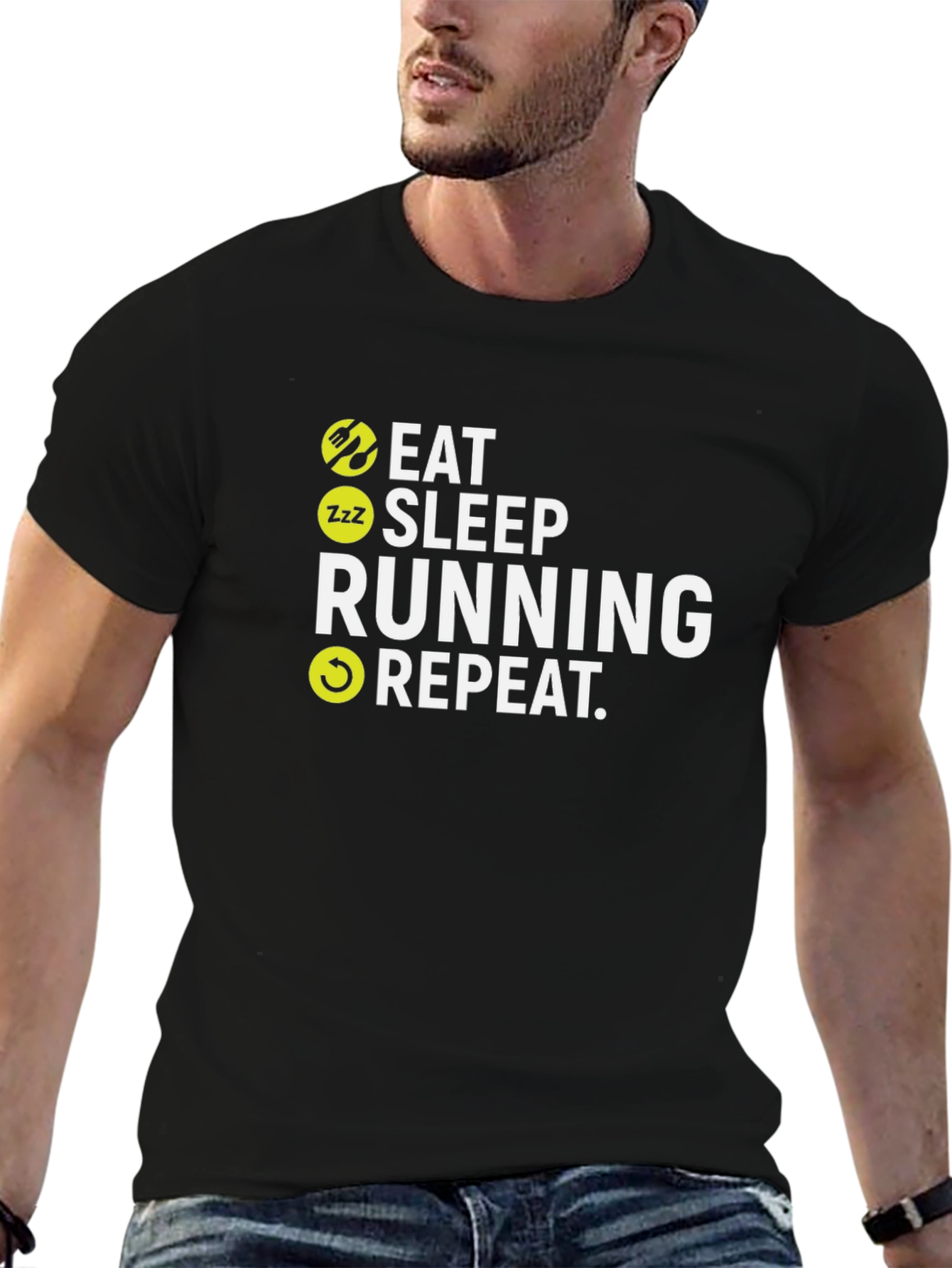 Eat Sleep Running Repeat Black T-Shirt