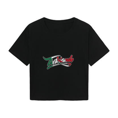 Trendy Taekwondo Italian Flag Letter Print Cropped Tee