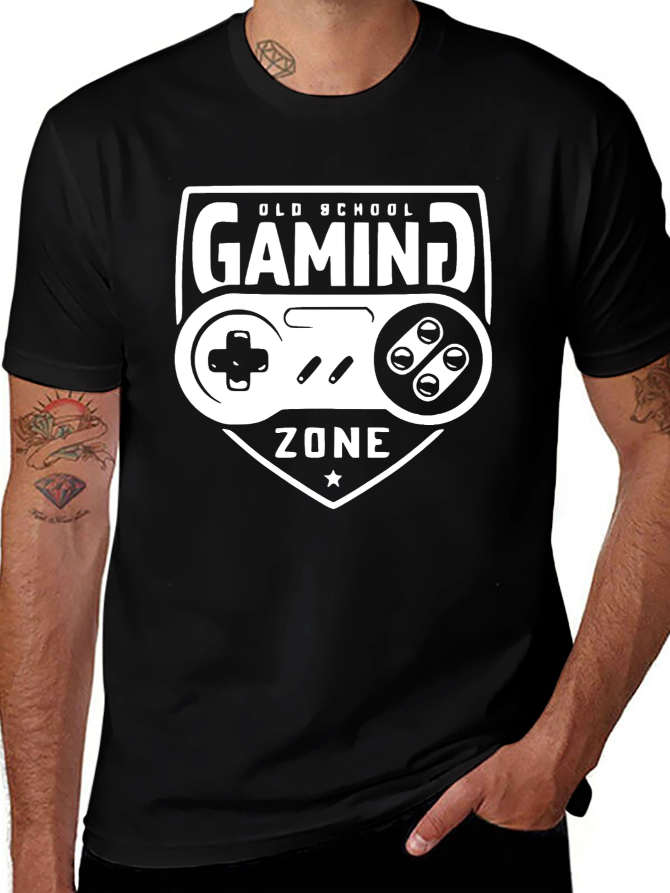 Old School Gaming Zone Black T-Shirt