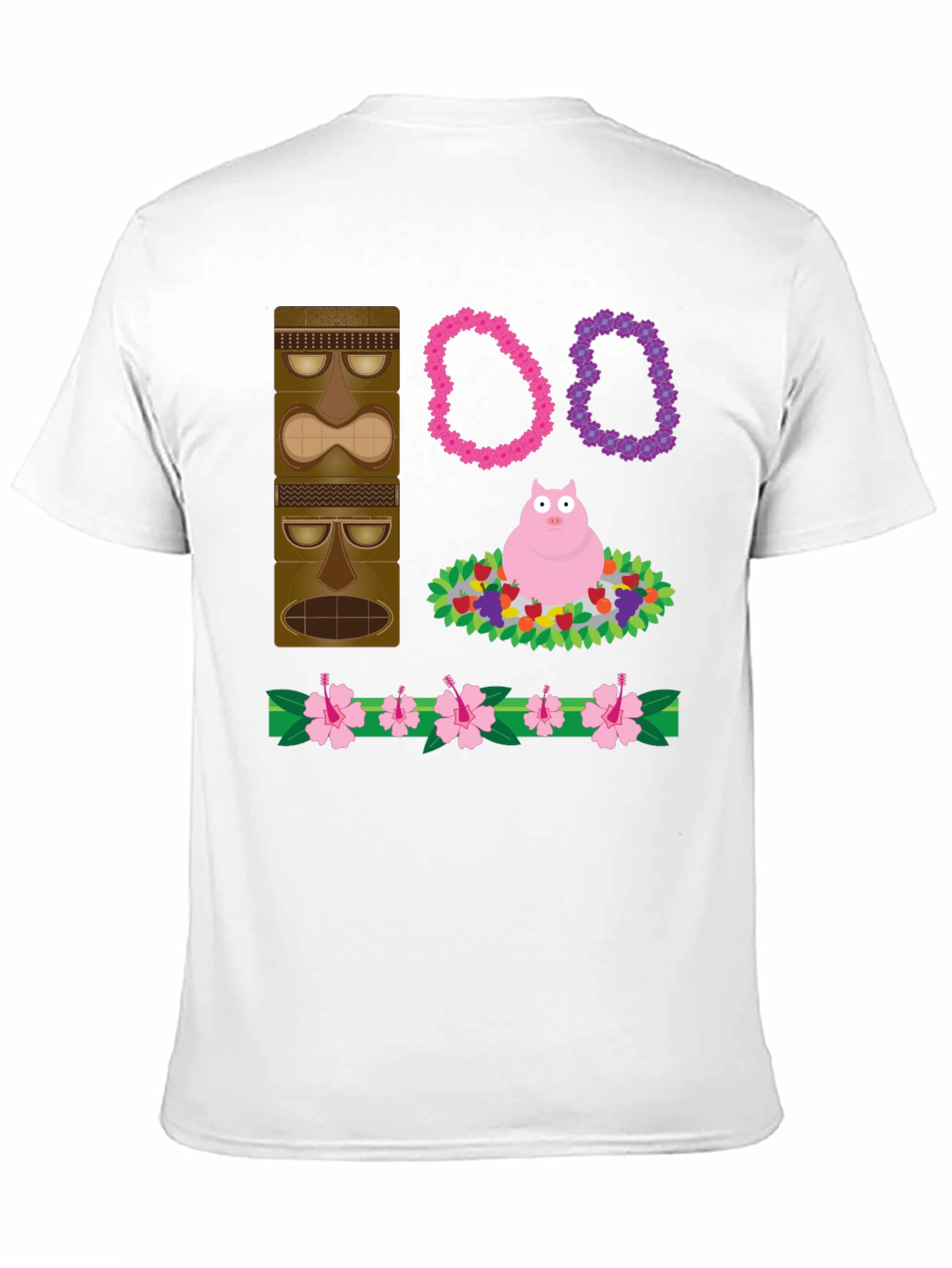 Novelty Tiki Pig Hawaiian Print T-Shirt