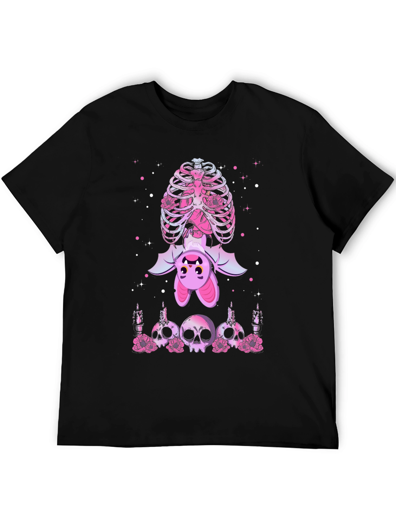 Gothic Bat & Skulls Graphic Tee