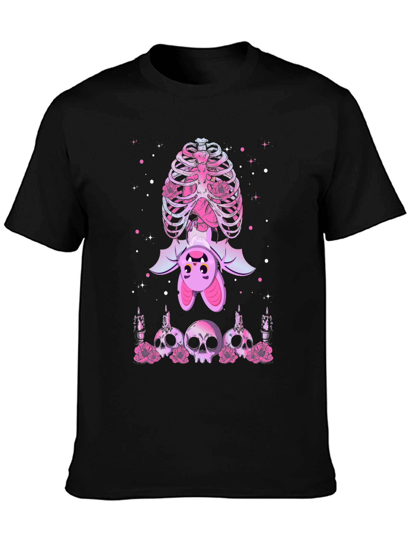 Gothic Bat & Skulls Graphic Tee