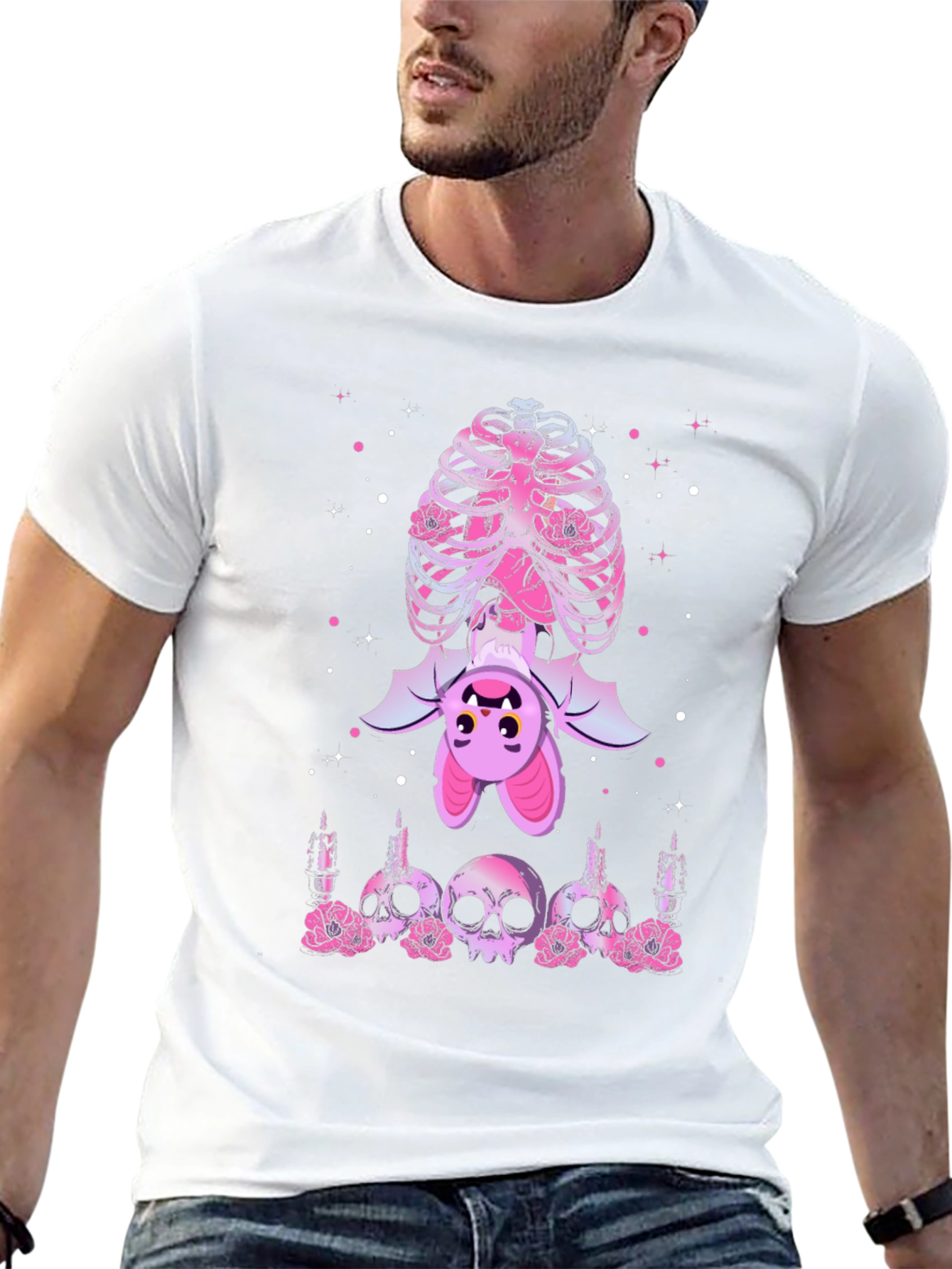 Gothic Bat & Skulls Graphic Tee