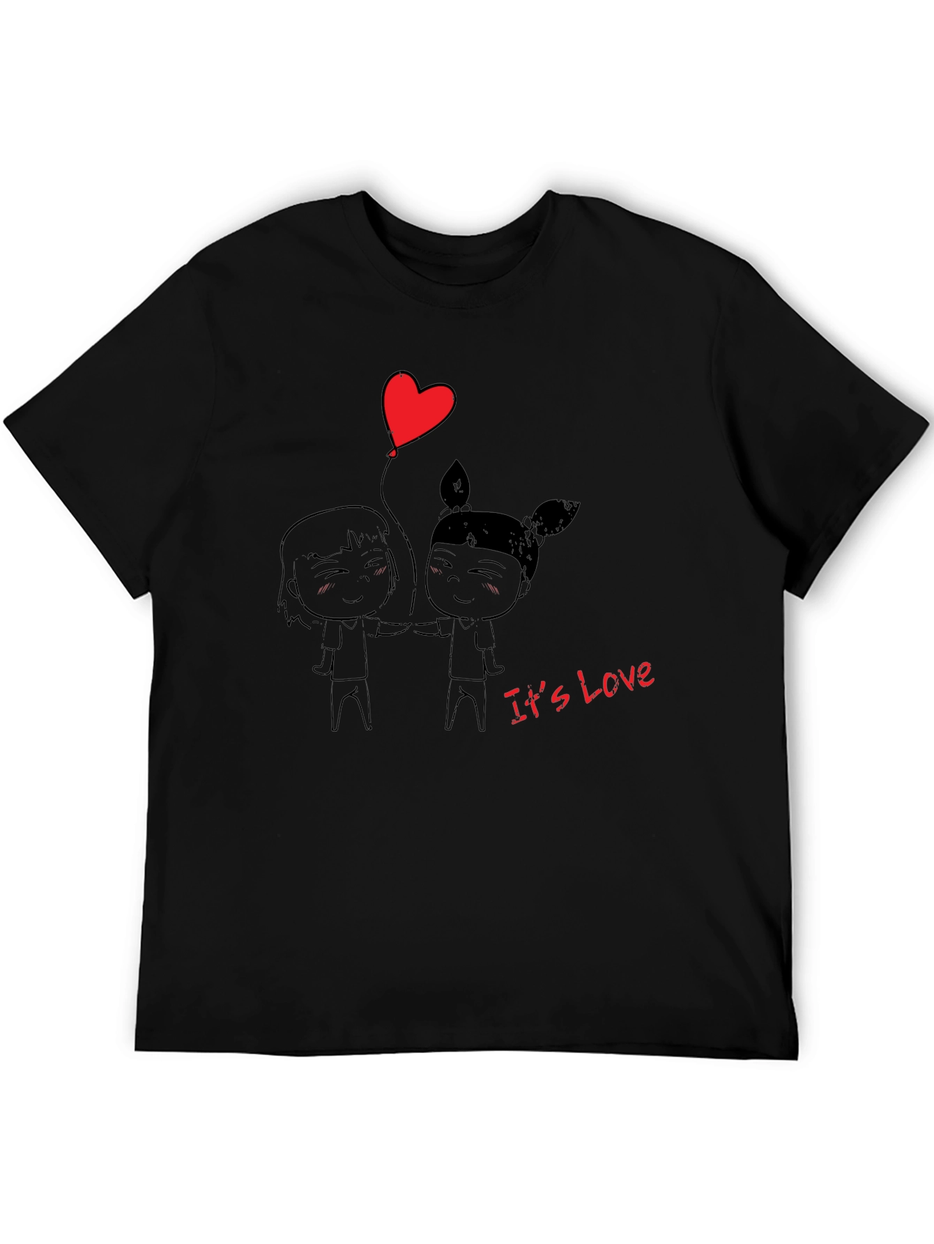 Its Love Graphic Print T-Shirt - Black