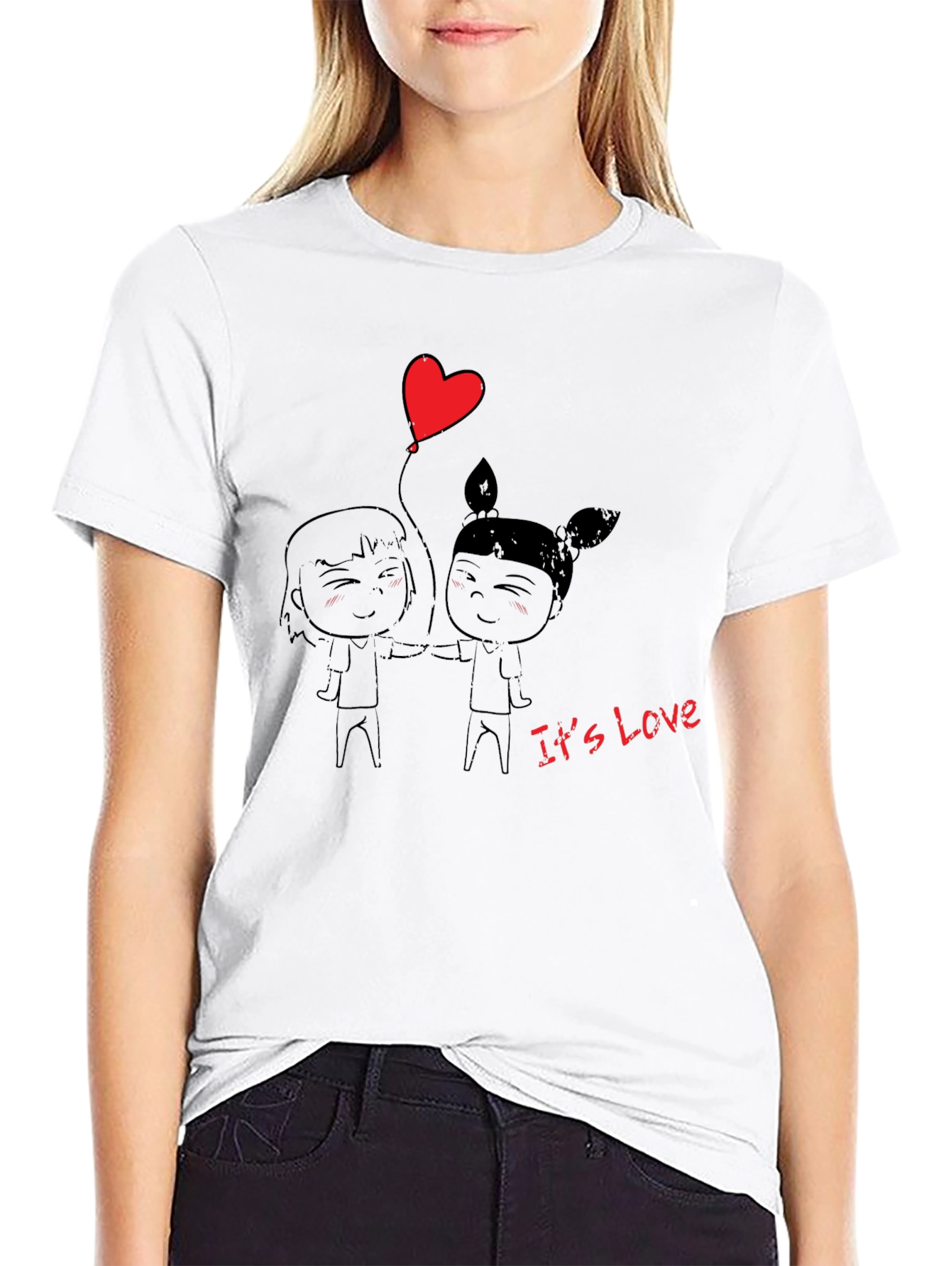 Its Love Graphic Print T-Shirt - Black