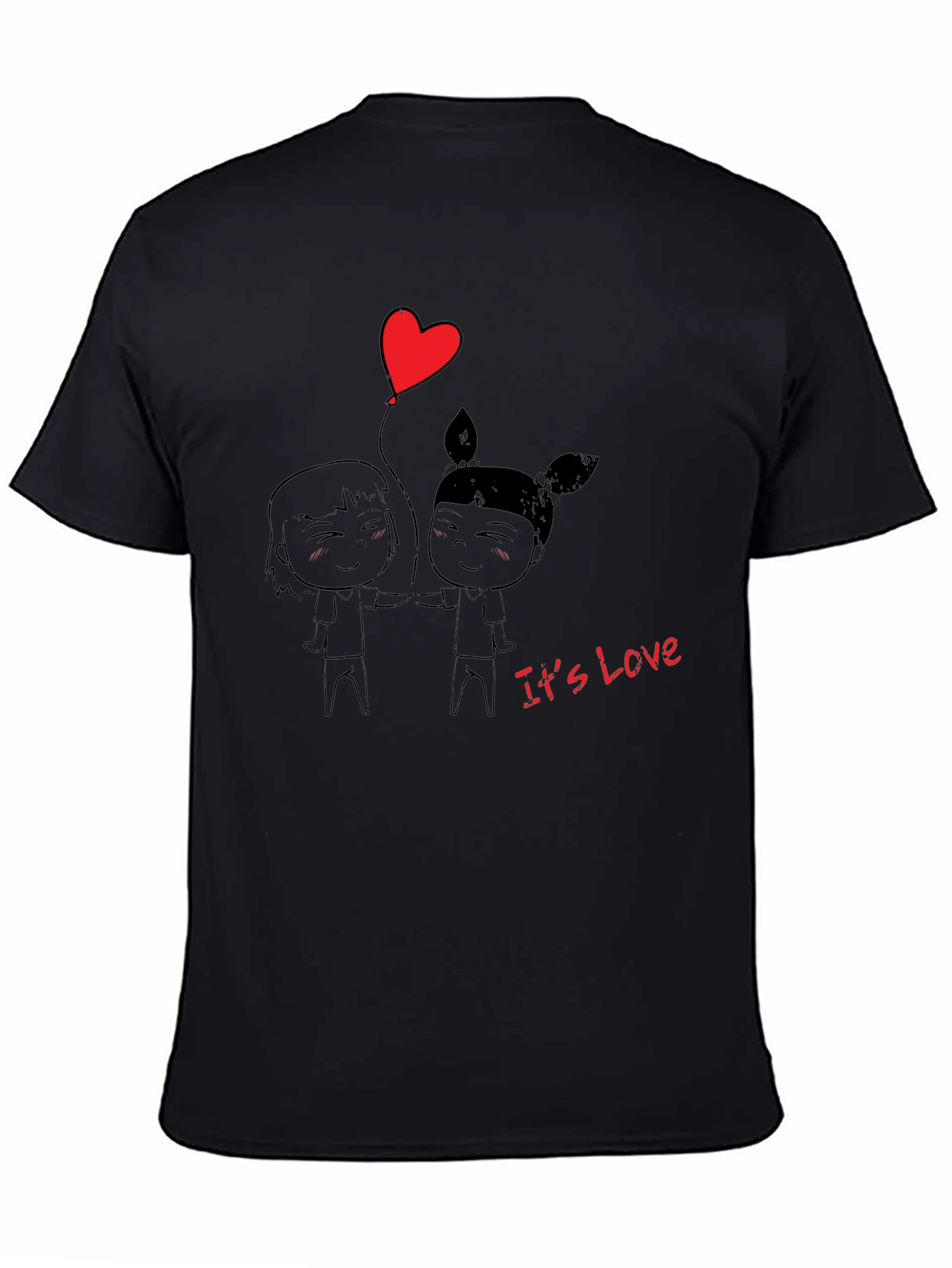 Its Love Graphic Print T-Shirt - Black