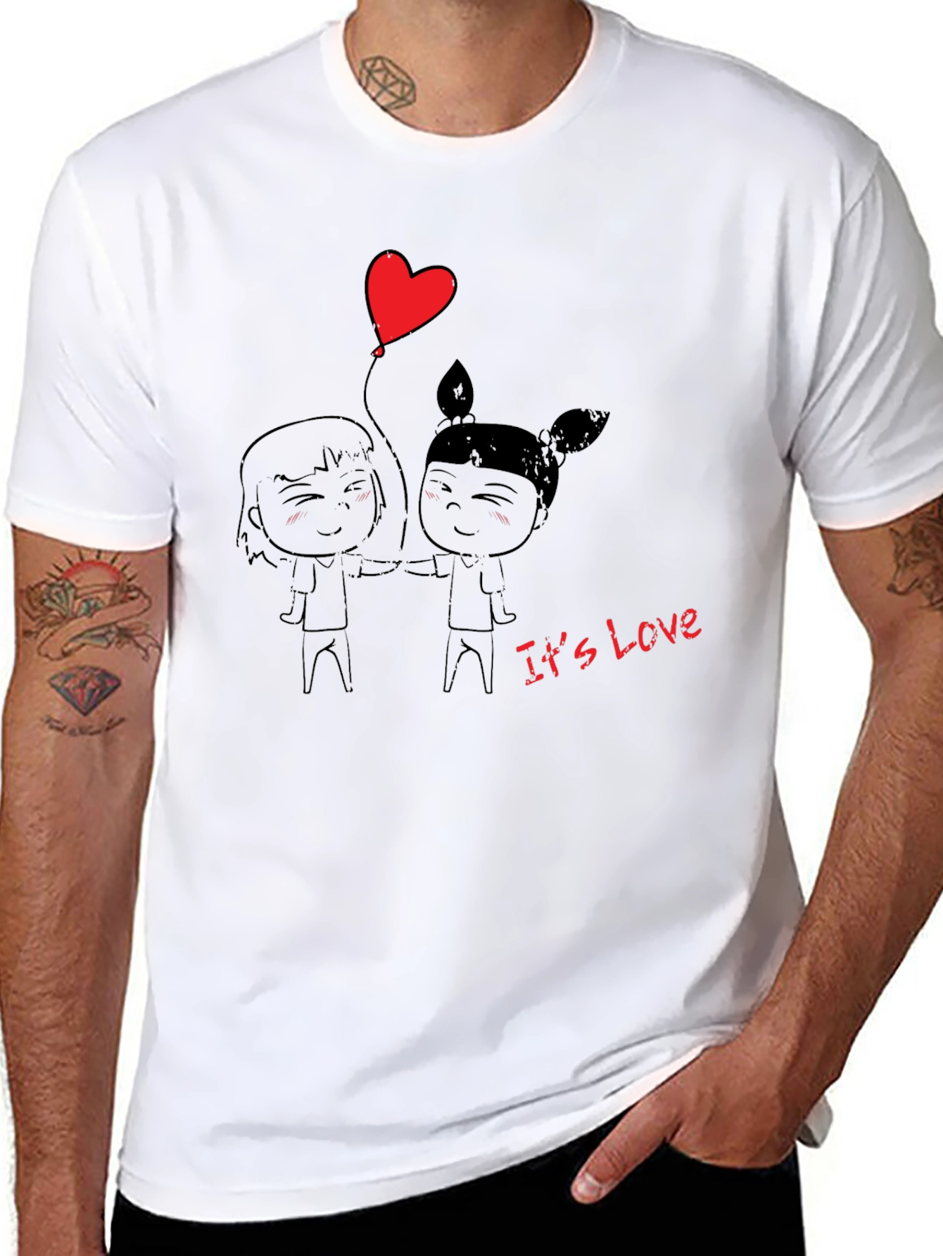 Its Love Graphic Print T-Shirt - Black