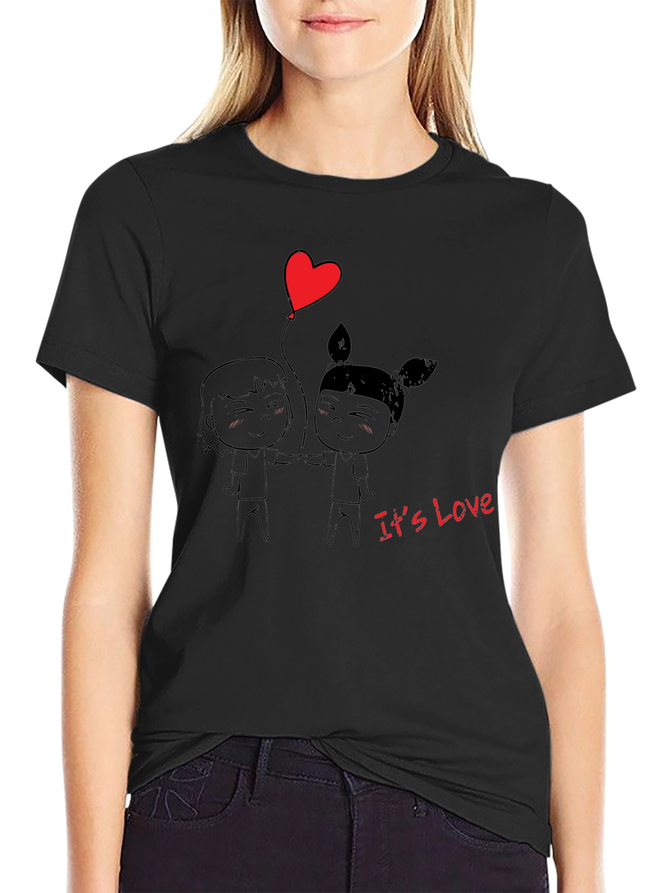 Its Love Graphic Print T-Shirt - Black