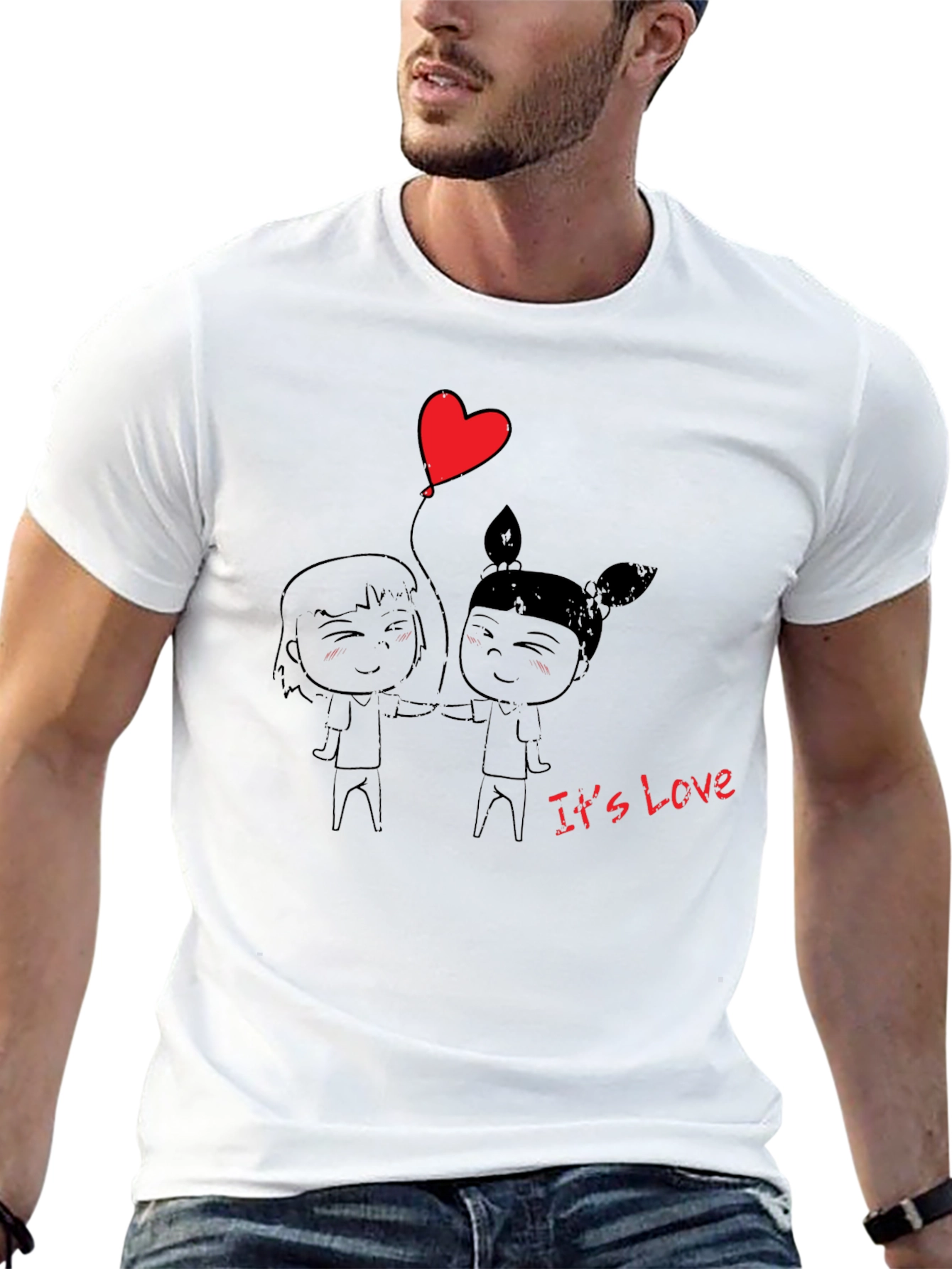Its Love Graphic Print T-Shirt - Black