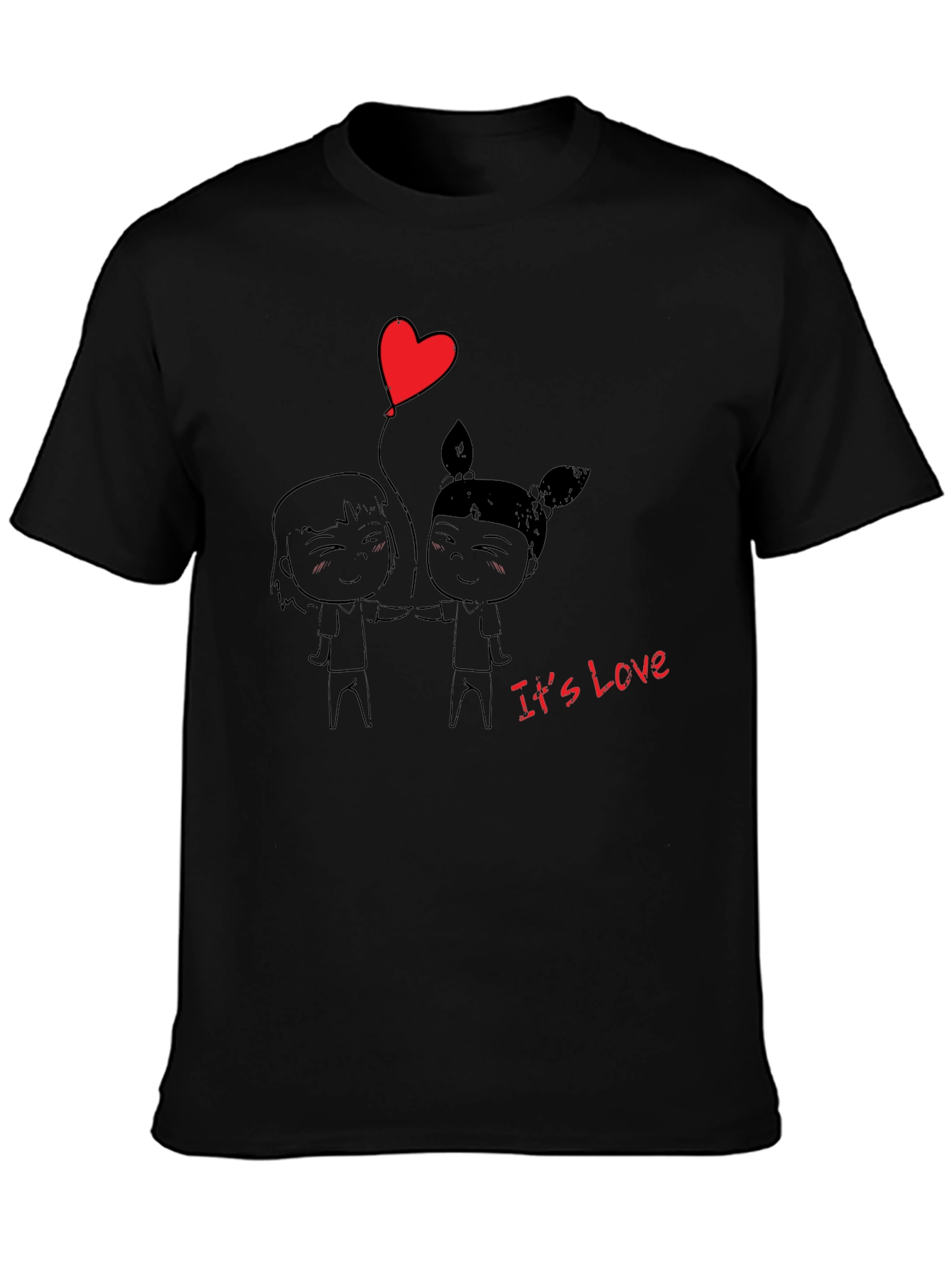 Its Love Graphic Print T-Shirt - Black