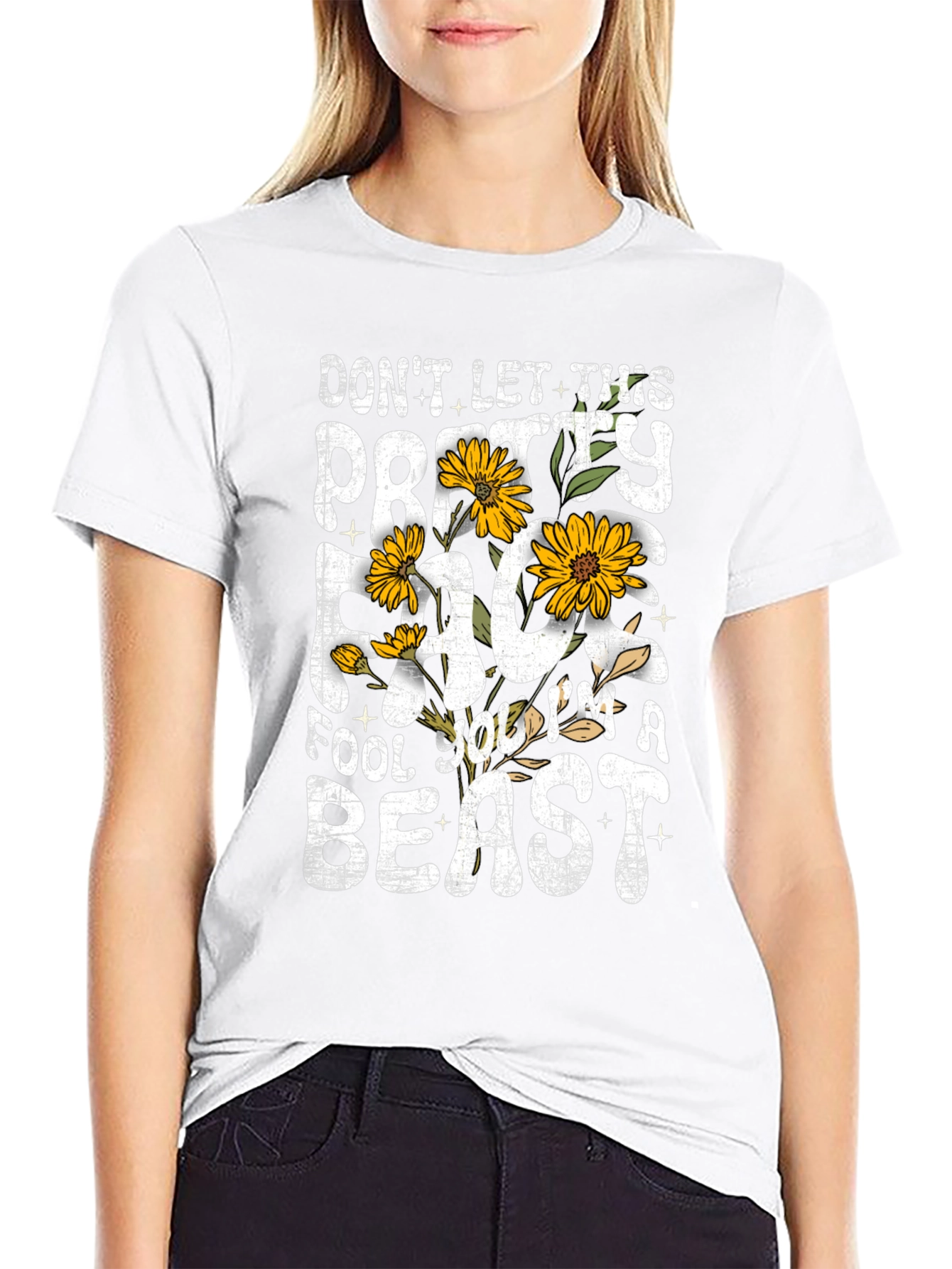Pretty Face Beast Graphic T-Shirt - Black