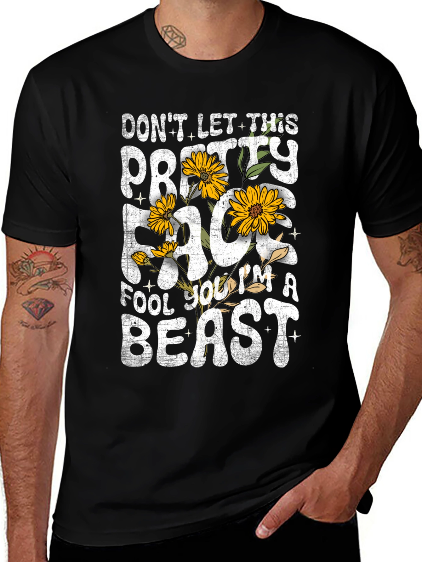 Pretty Face Beast Graphic T-Shirt - Black