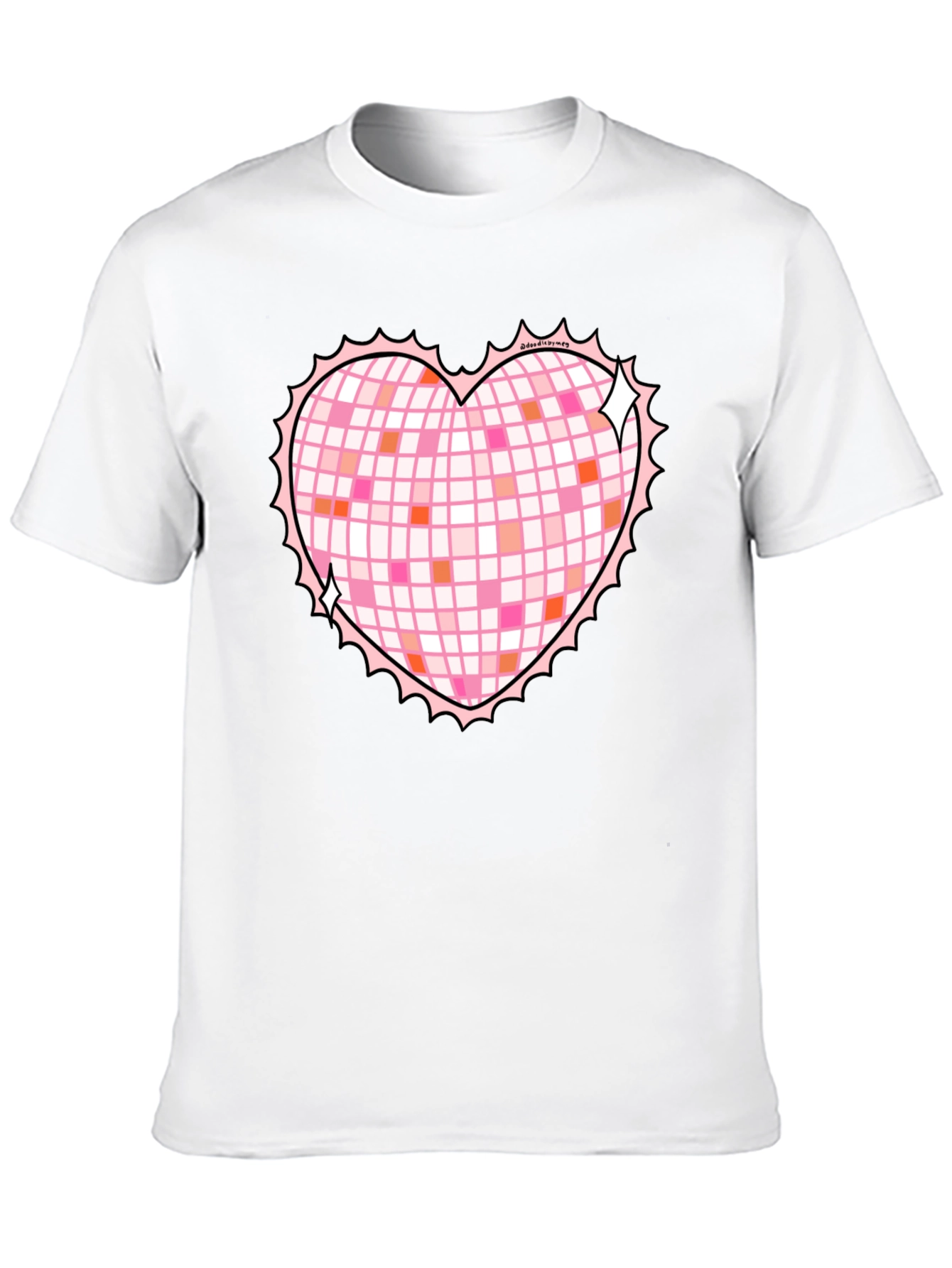 Heart Disco Ball Graphic Tee - Retro Party Shirt