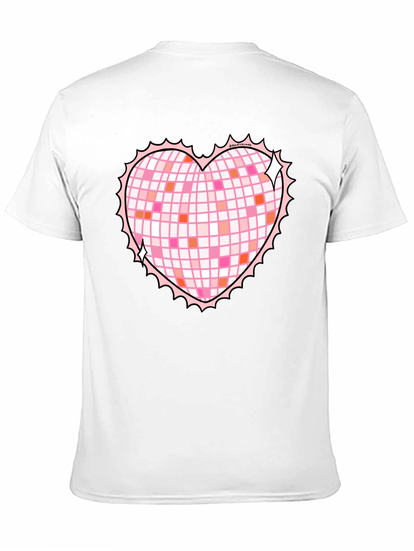 Heart Disco Ball Graphic Tee - Retro Party Shirt